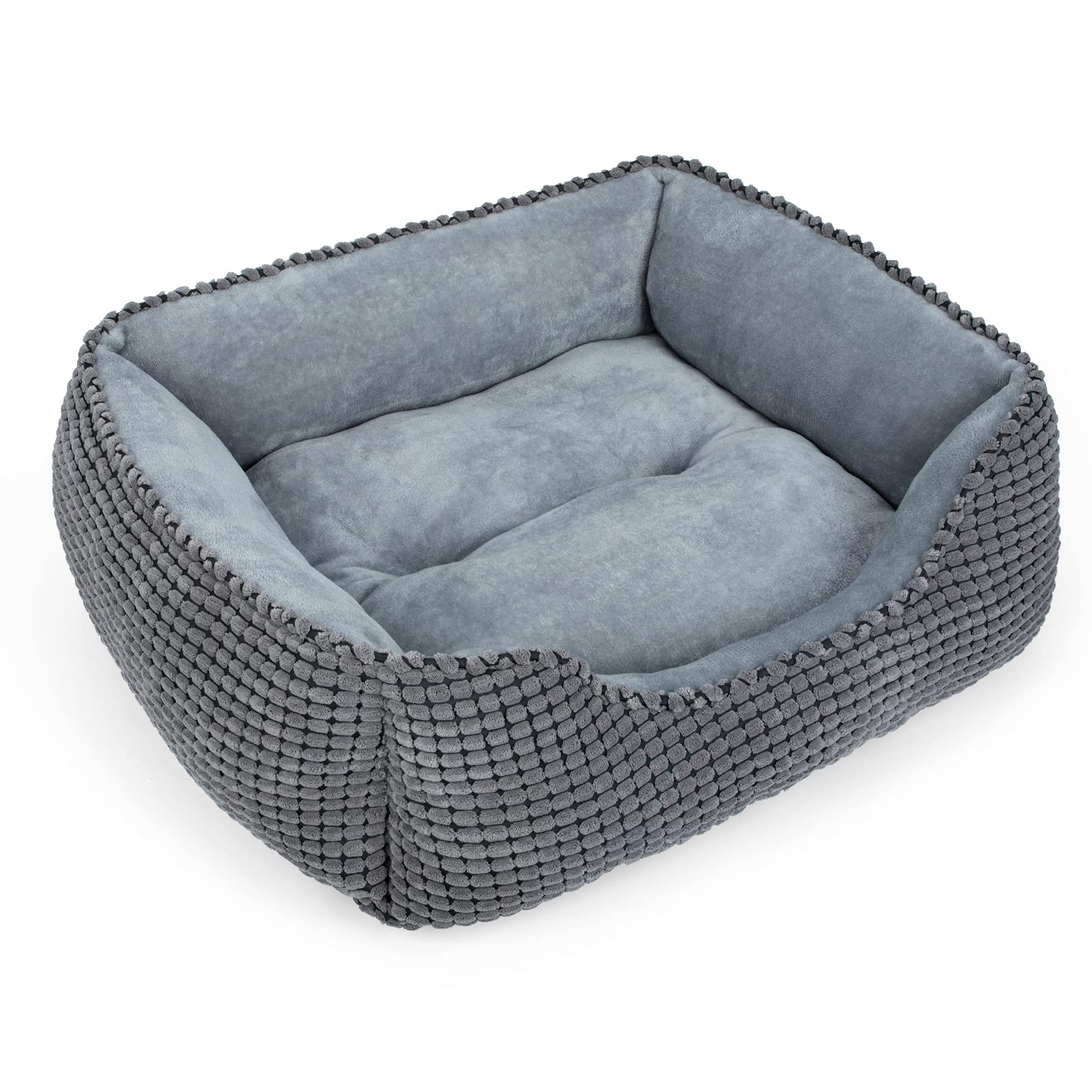 MIXJOY Dog Bed for Large, Medium, Small Dogs - Rectangle, Washable, Orthopedic, Soft Cat Beds - Anti-Slip Bottom, Multiple Sizes (35'', Grey)