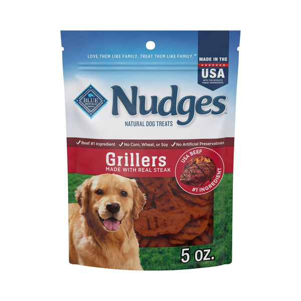 Blue Buffalo Nudges Grillers Natural Dog Treats, Made in the USA with Real Steak, 5-oz Bag