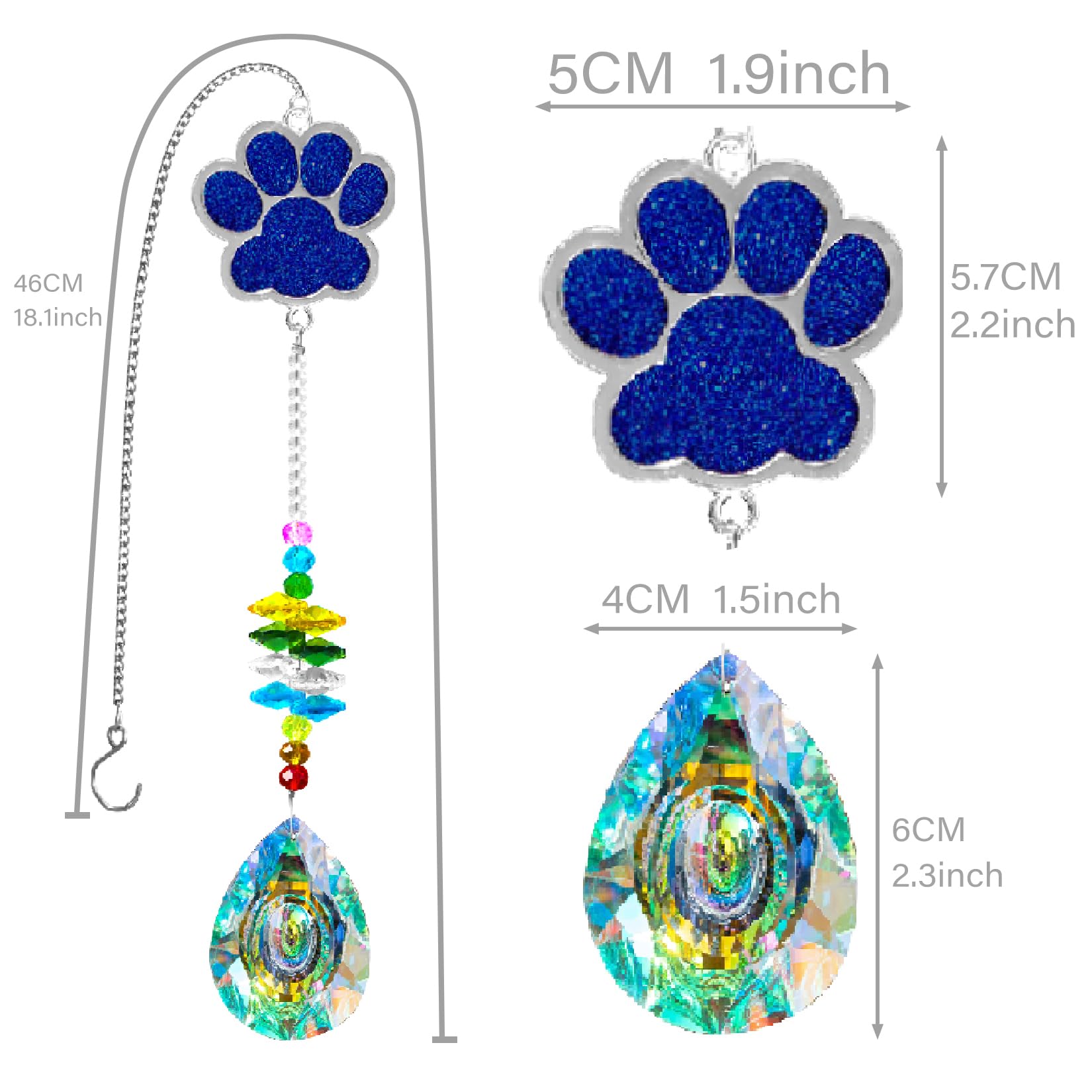 Pet Memorial Suncatcher, Dog Passing Away Gifts,Loss of Dog Sympathy Gift,Dog Memorial Gifts,Crystal Suncatcher Pet Sympathy (Blue, B)
