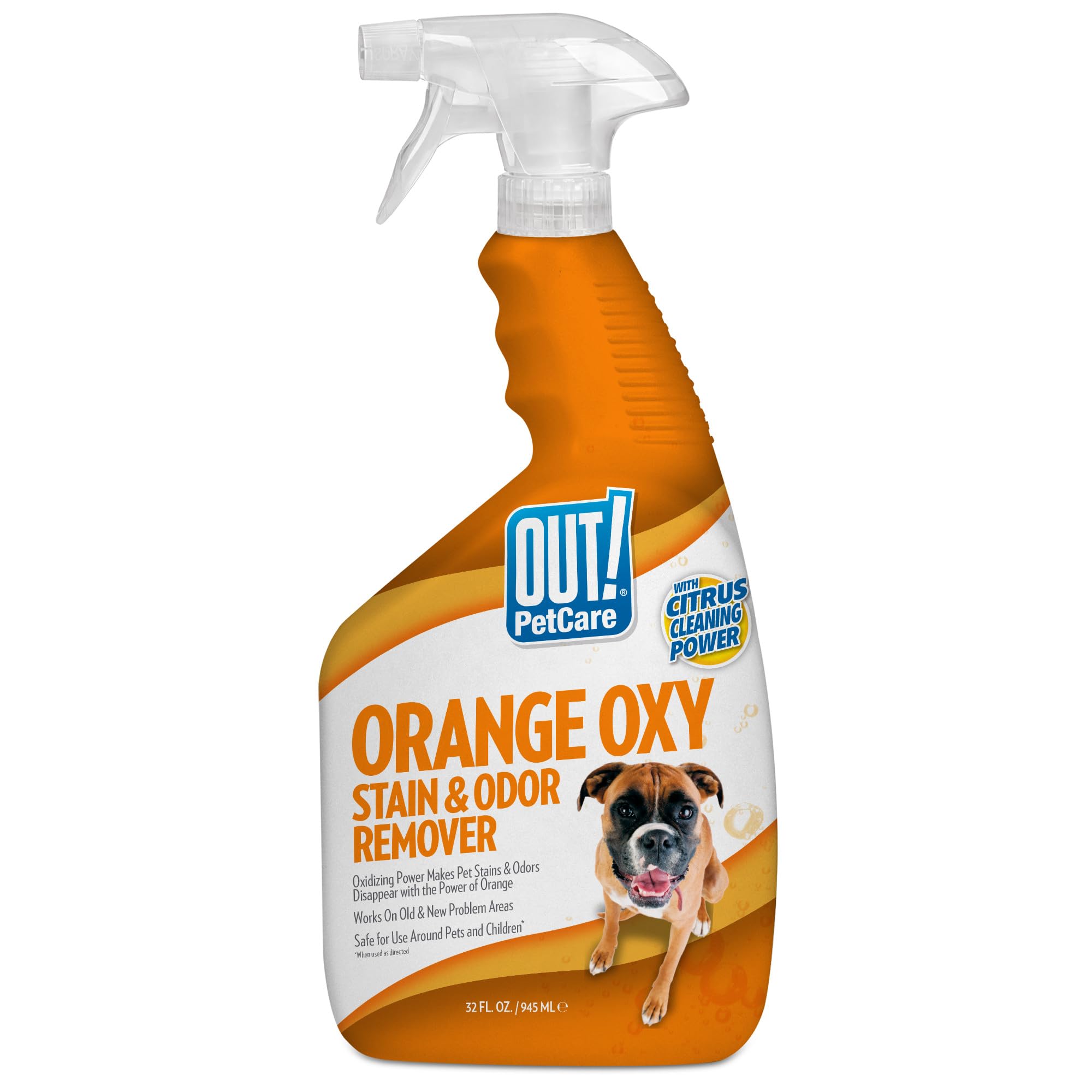 OUT! PetCare Complete Oxy Stain Remover, Oxy Orange Spray, Pet Stain and Odor Eliminator, Carpet Cleaner, Dog Urine Remover and Pet Odor Neutralizer, Upholstery Cleaner, 32 fl oz