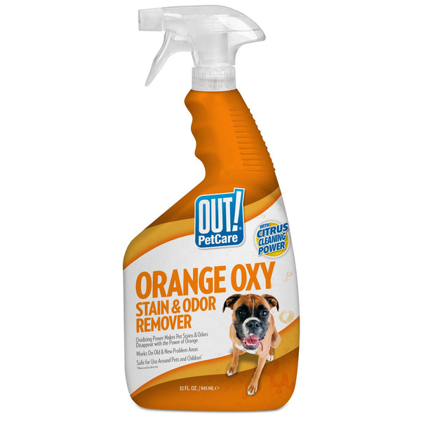 OUT! PetCare Complete Oxy Stain Remover, Oxy Orange Spray, Pet Stain and Odor Eliminator, Carpet Cleaner, Dog Urine Remover and Pet Odor Neutralizer, Upholstery Cleaner, 32 fl oz
