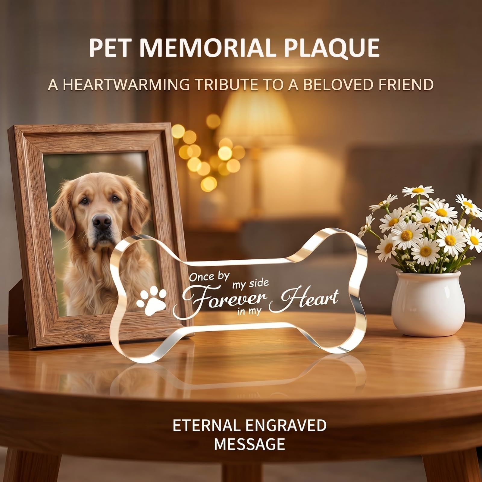 Cynlsum Pet Memorial Ornament Remembrance Gifts Loss of Dog Cat Sympathy Gift Crystal Bone Shape Decor Ornament for Dogs Puppy Keepsake