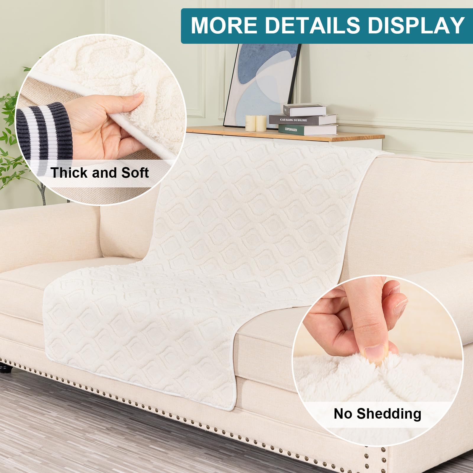 KRFOONN Plush Couch Cover for Dogs Washable Pet Couch Covers for 2 Cushion Sofa Non-Slip Loveseat Cushion Covers Soft Sofa Slipcovers Cushion Protector for Dogs Pets Mat (35.5" x 63", 01)
