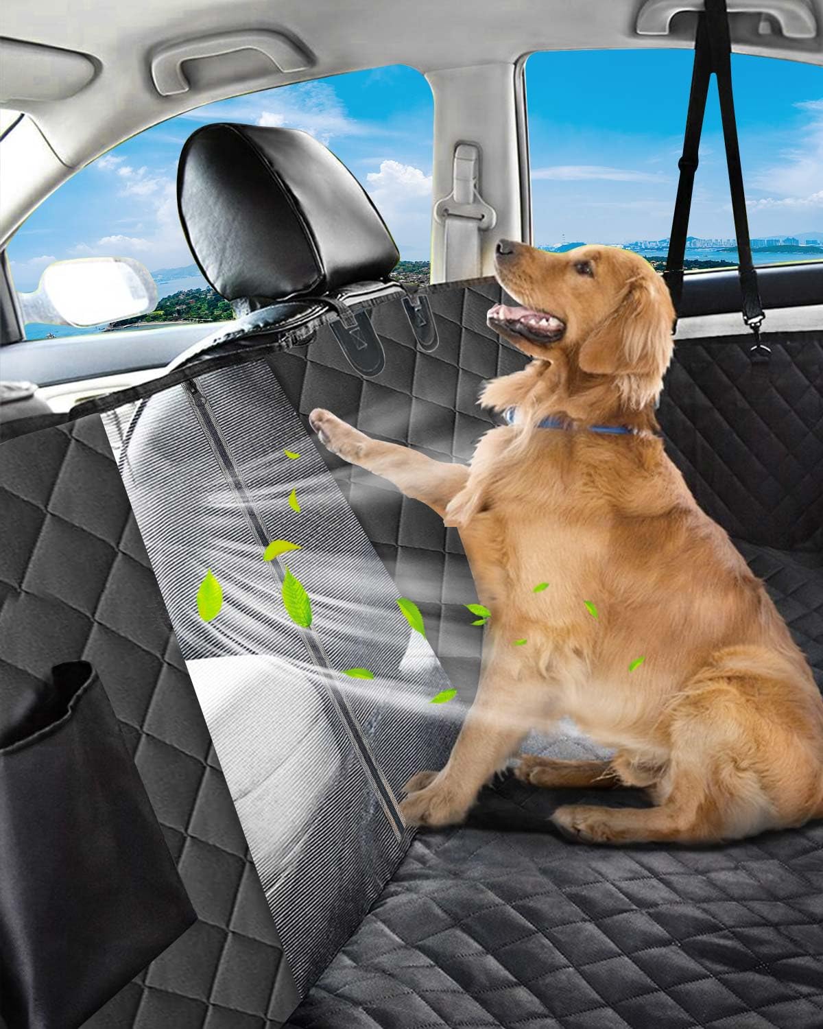 Victoper Dog Car Seat Cover, Heavy Durable Dog Seat Cover for Back Seat, 100% Waterproof Scratch Proof Nonslip Dog Hammock for Car with Side Flap, Pet Back Seat Covers Large 60" W x 64" L