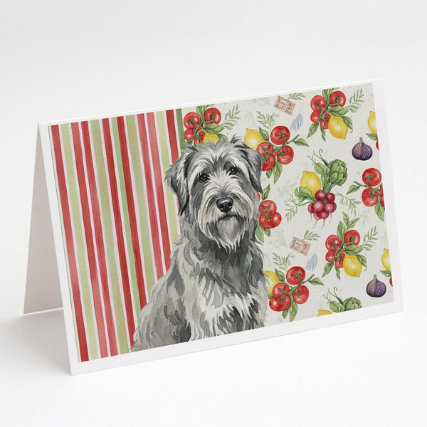 Caroline's Treasures Gray Briard Vegetables Greeting Cards Pack of 8 Blank Cards with Envelopes Whimsical A7 Size 5x7