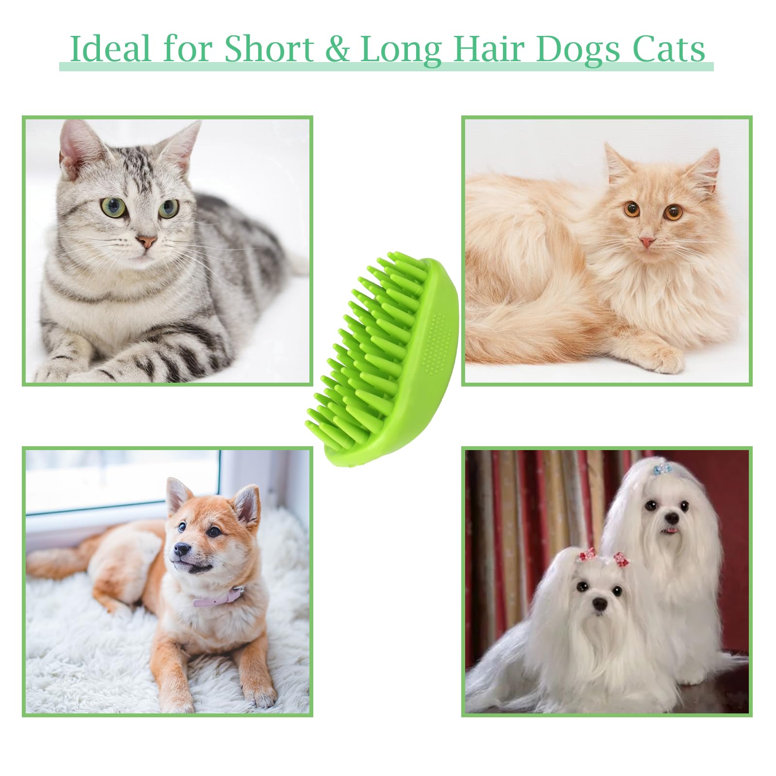 Yintoper Dog Bath Brush, Pet Silicone Shampoo Brush, Rubber Shower Wash Curry Brush for Short Long Haired Dogs Cats Shedding Grooming and Massage, Pet Rubber Brush Removes Loose & Shed Fur
