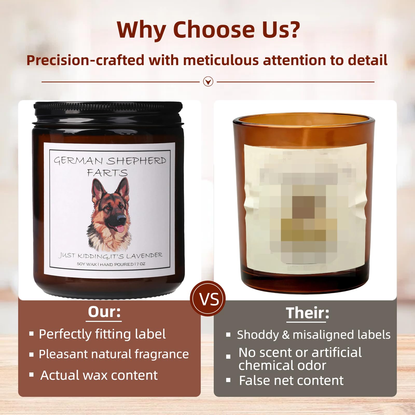 German Shepherd Gifts & Decor, German Shepherd Gifts for Women - German Shepherd Farts Candle, Dog Mom Gift, Natural Soy Wax Lavender Scented Candle 7oz