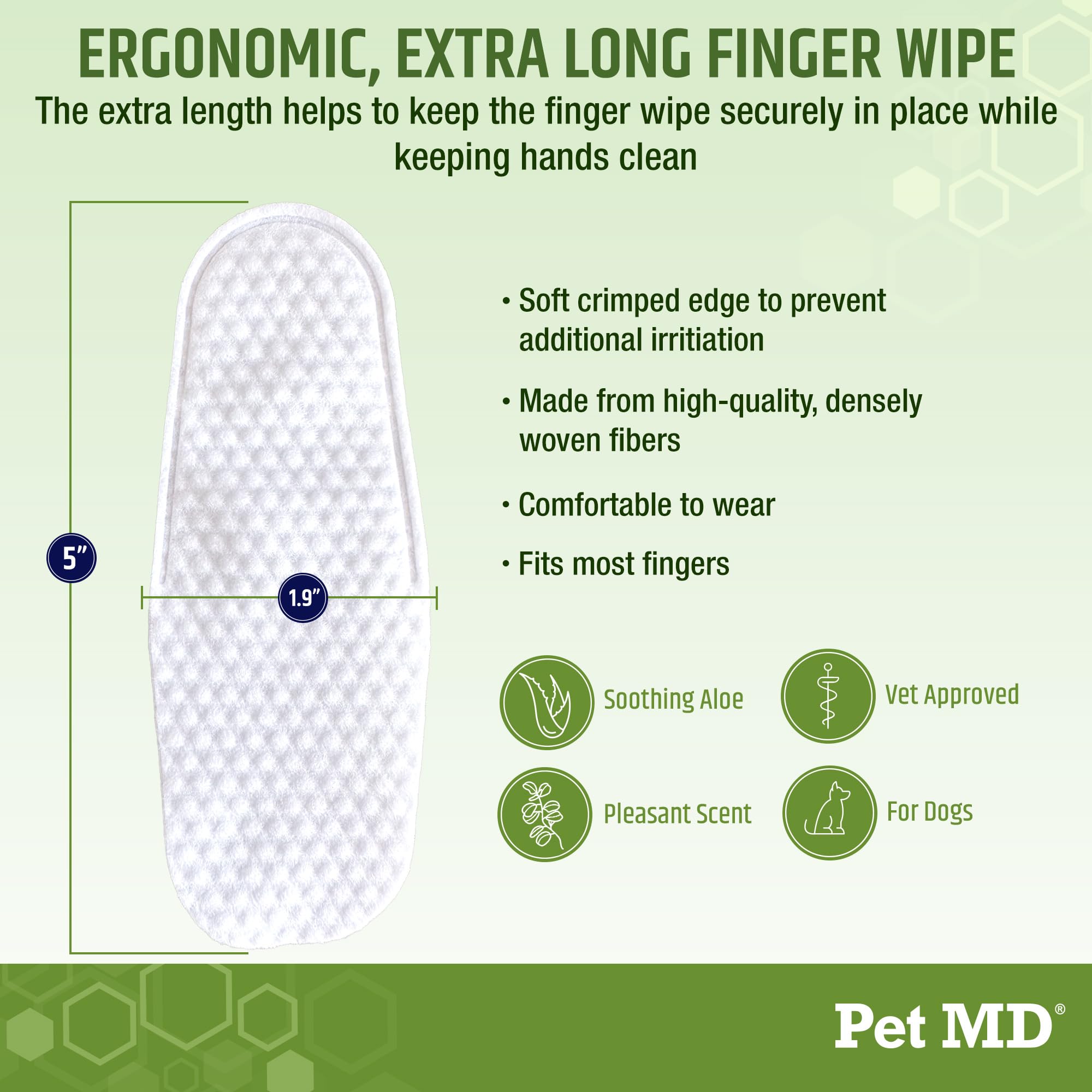 Pet MD Dog Ear Cleaning Wipes – Otic Cleanser for Dogs, Soothing Ear Care with Aloe Vera & Eucalyptus, Finger Wipes, 50 Count