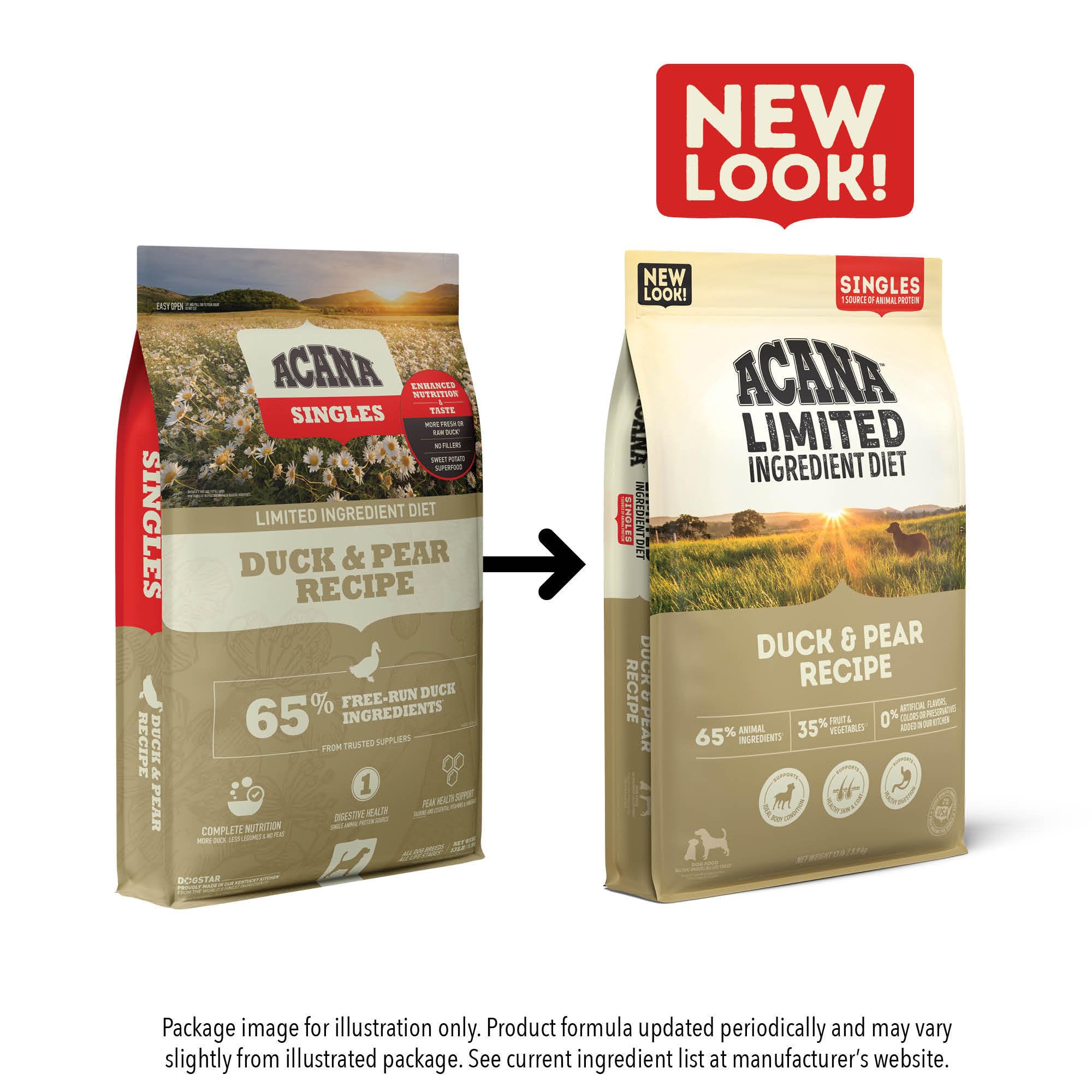 ACANA Singles Limited Ingredient Grain Free High Protein Dry Dog Food Duck & Pear Recipe 4.5lb Bag