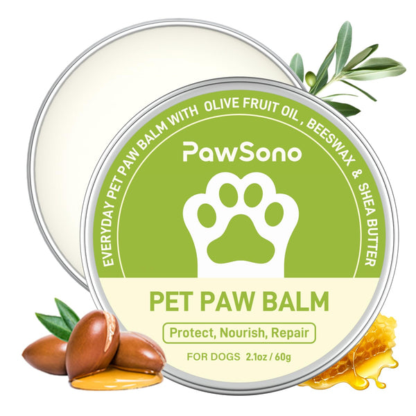 PawSono Lick-Safe Dog Paw Balm for Paws & Nose, All-Natural Paw Pad Moisturizer for Dogs & Cats, Paw Butter Helps Soothe Dry, Cracked Paws, Protects from Snow, Ice Melt & Hot Pavement, 1Pack | 2.1 oz