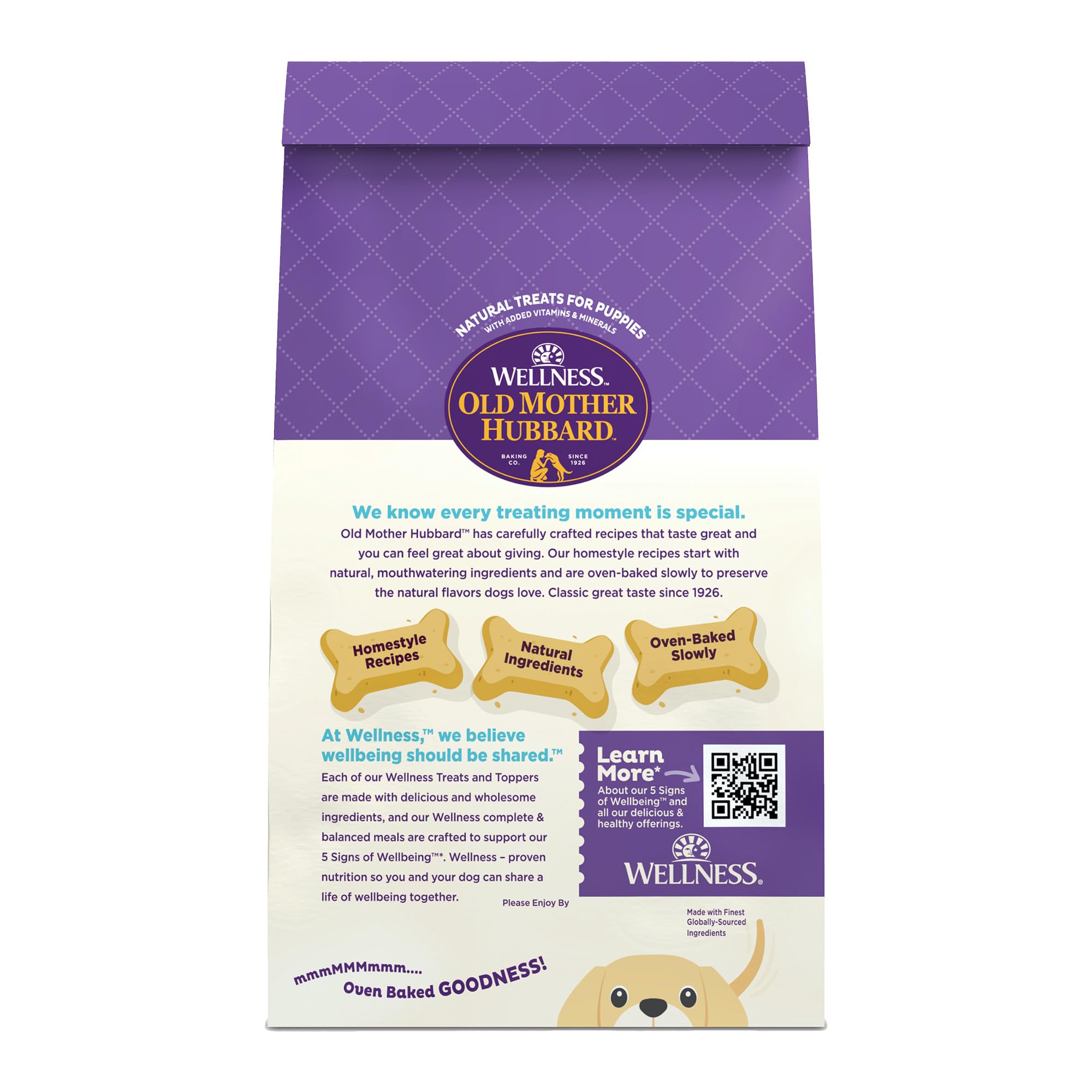 Wellness Old Mother Hubbard Classic Puppy Dog Biscuits, Natural Training Treats, Oatmeal and Chicken Flavor, Mini Size, 20 oz Bag