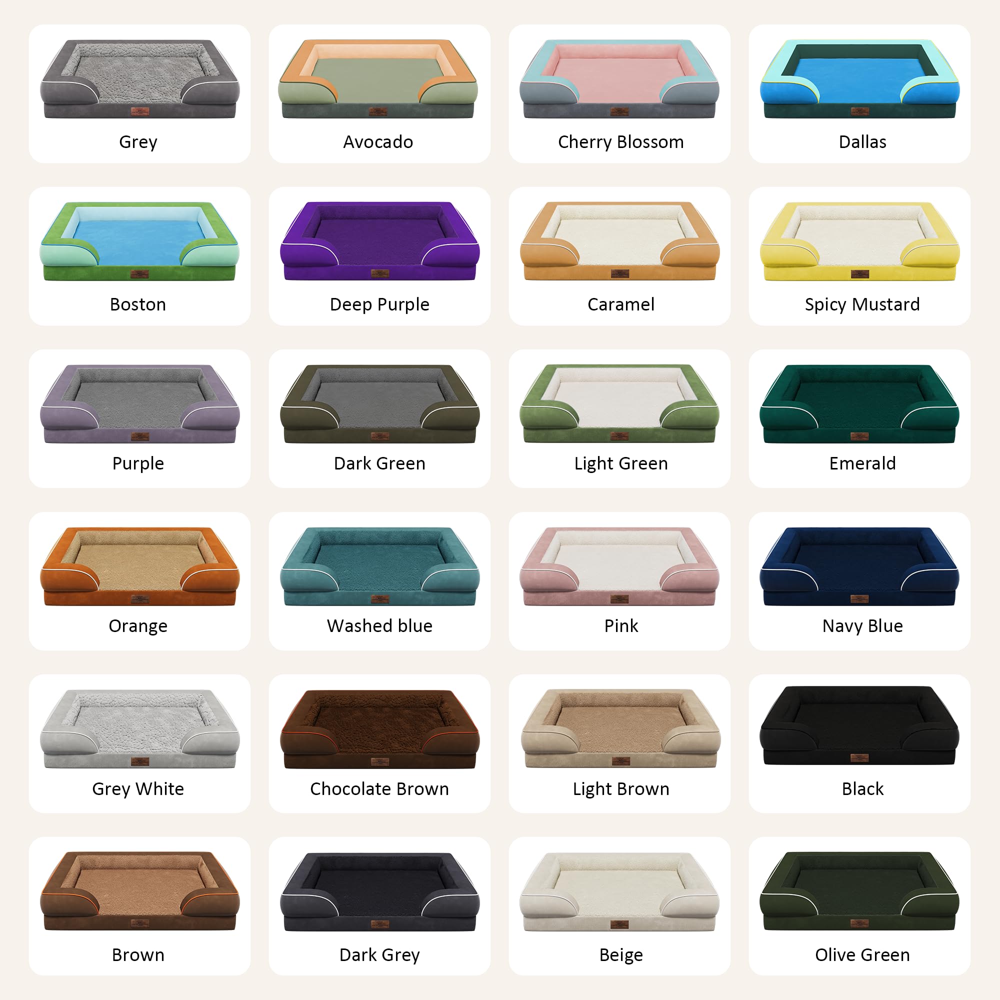Comfort Expression Orthopedic Dog Bed for Extra Large Dogs 42x30 Inch, Waterproof Egg Crate Foam XL Pet Bed with Removable Bolsters, Dog Couch with Washable Cover & Non-Slip Bottom, Grey