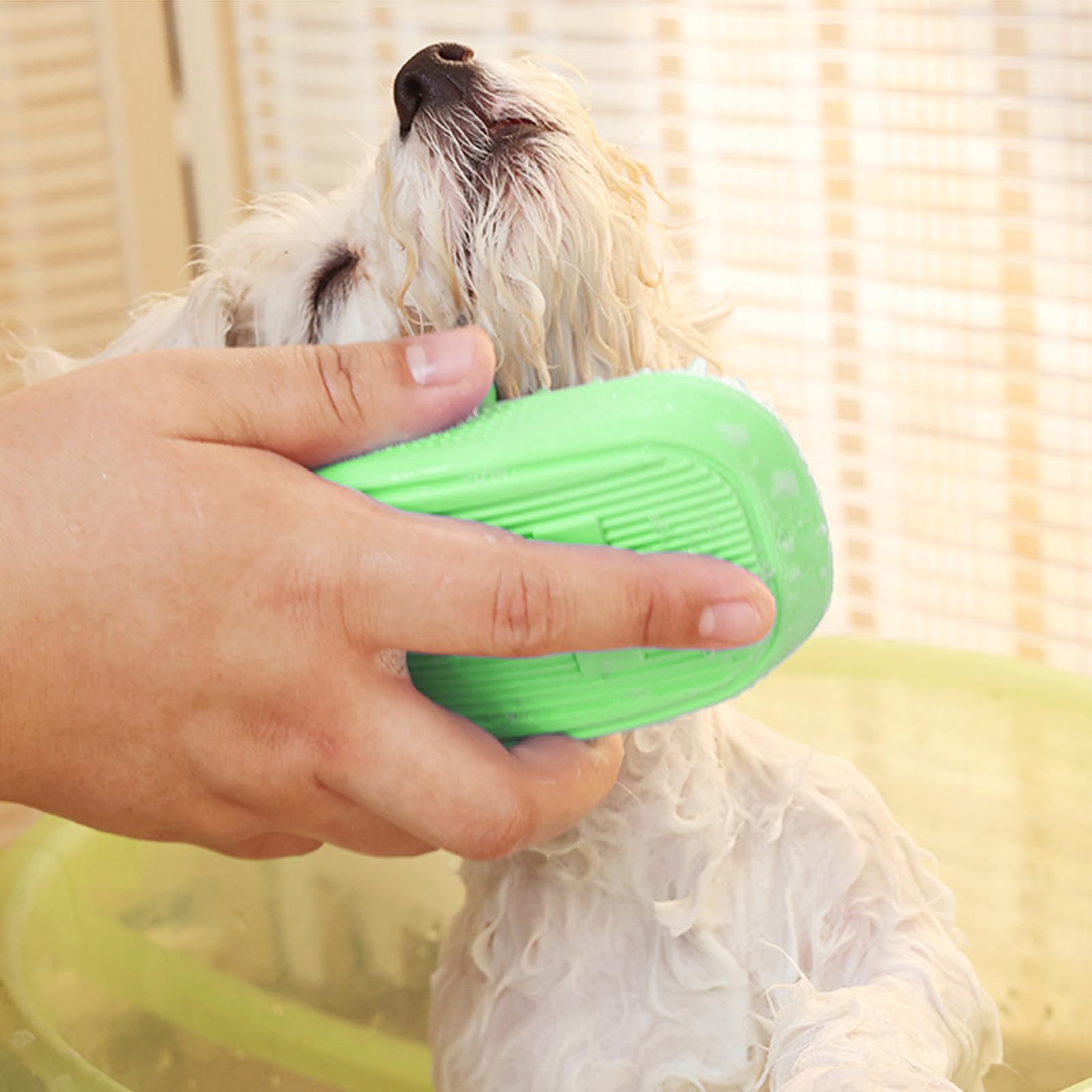 Yintoper Dog Bath Brush, Pet Silicone Shampoo Brush, Rubber Shower Wash Curry Brush for Short Long Haired Dogs Cats Shedding Grooming and Massage, Pet Rubber Brush Removes Loose & Shed Fur