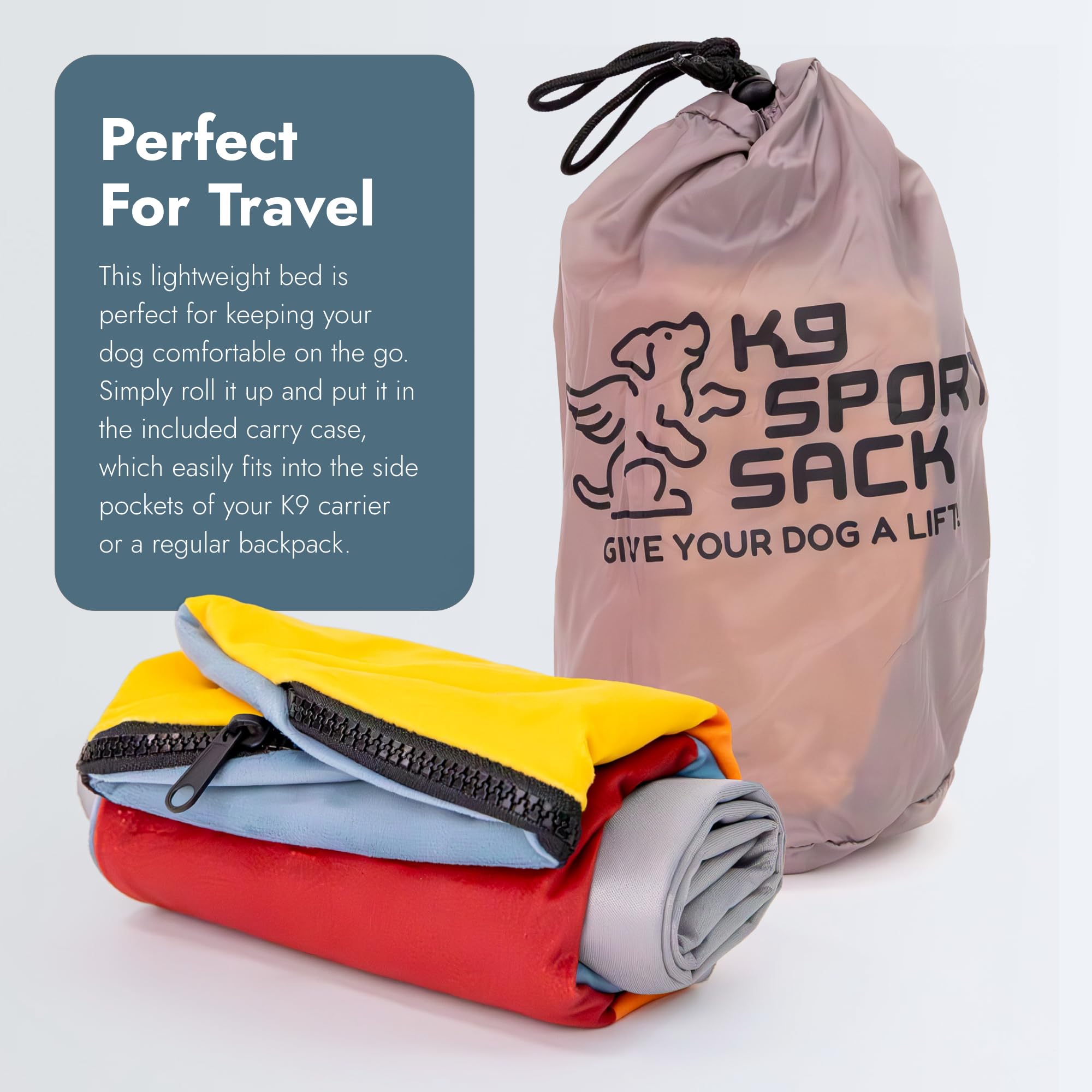 K9 Sport Sack Sleeper with Multicolor Slip Cover - Small/Medium (3” x 18” x 18”) - Inflatable Dog Bed with Carrying Case - Lightweight, Durable Design Ideal for Travel