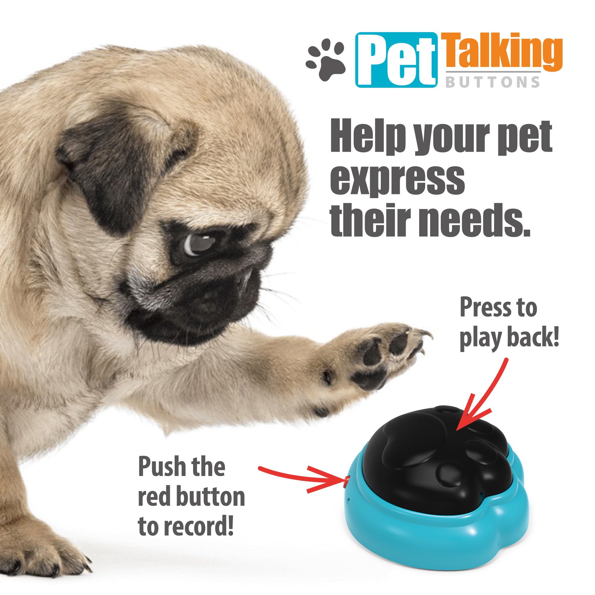 Dog Buttons for Communication, 4 Pcs Recordable Dog Talking Button Set,Gifts,Games&Stuff for Dogs-Speaking Button for Dog Training,Teach Your Dog to Communicate Through Words,Buttons with Light