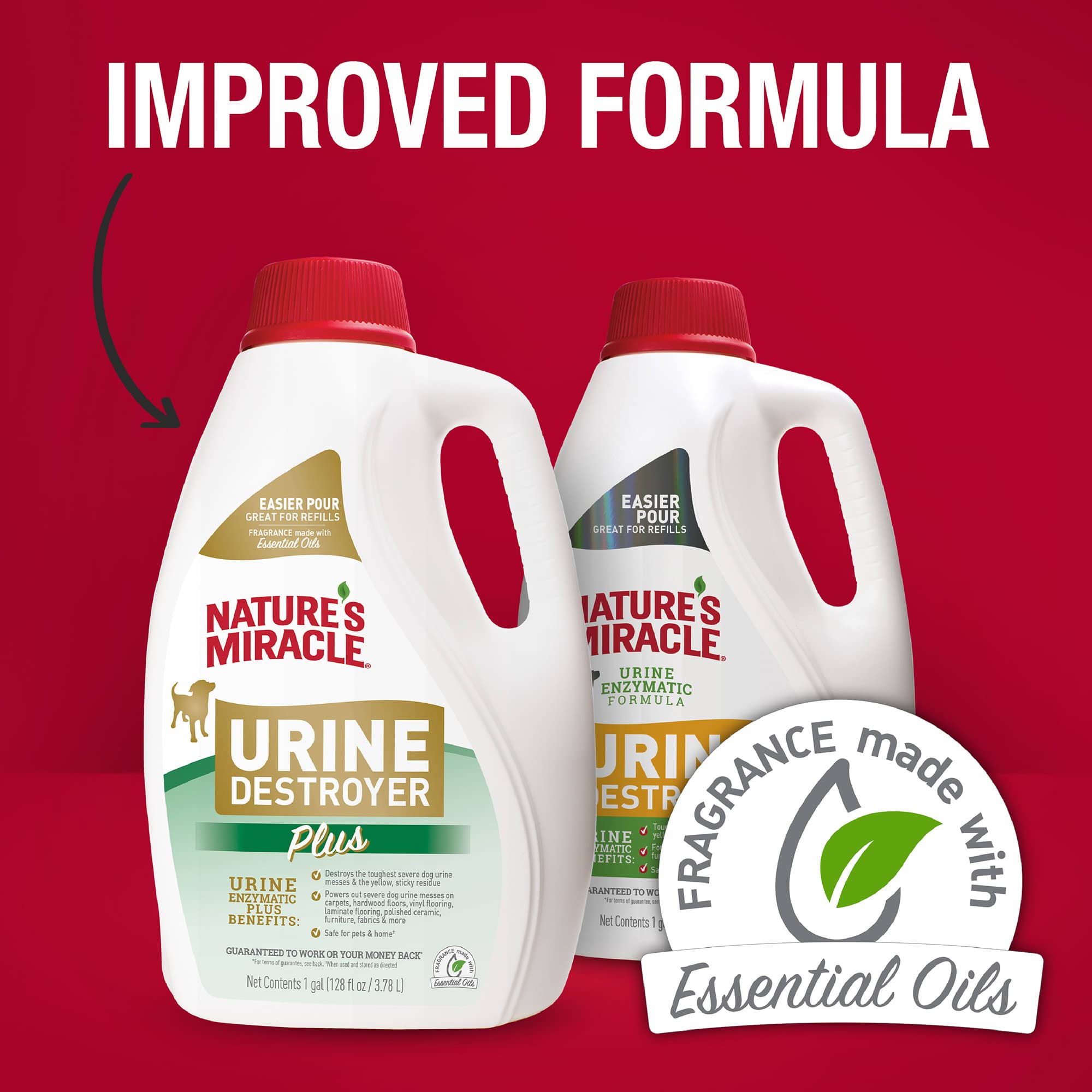 Nature’s Miracle Urine Destroyer Plus for Dogs, Enzymatic Formula Tough on Strong Dog Urine And The Yellow Sticky Residue, 1 Gal