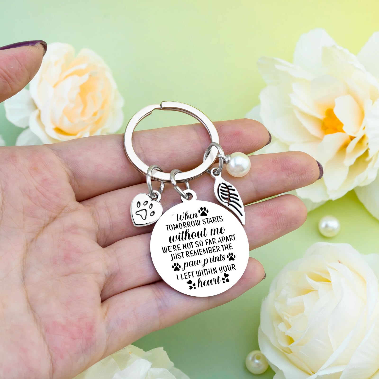 VIESUJI Pet Memorial Gifts for Dogs Memorial Gifts for Loss of Dog Sympathy Gift In Memory of Dogs Remembrance Gift Paw Print Keychain