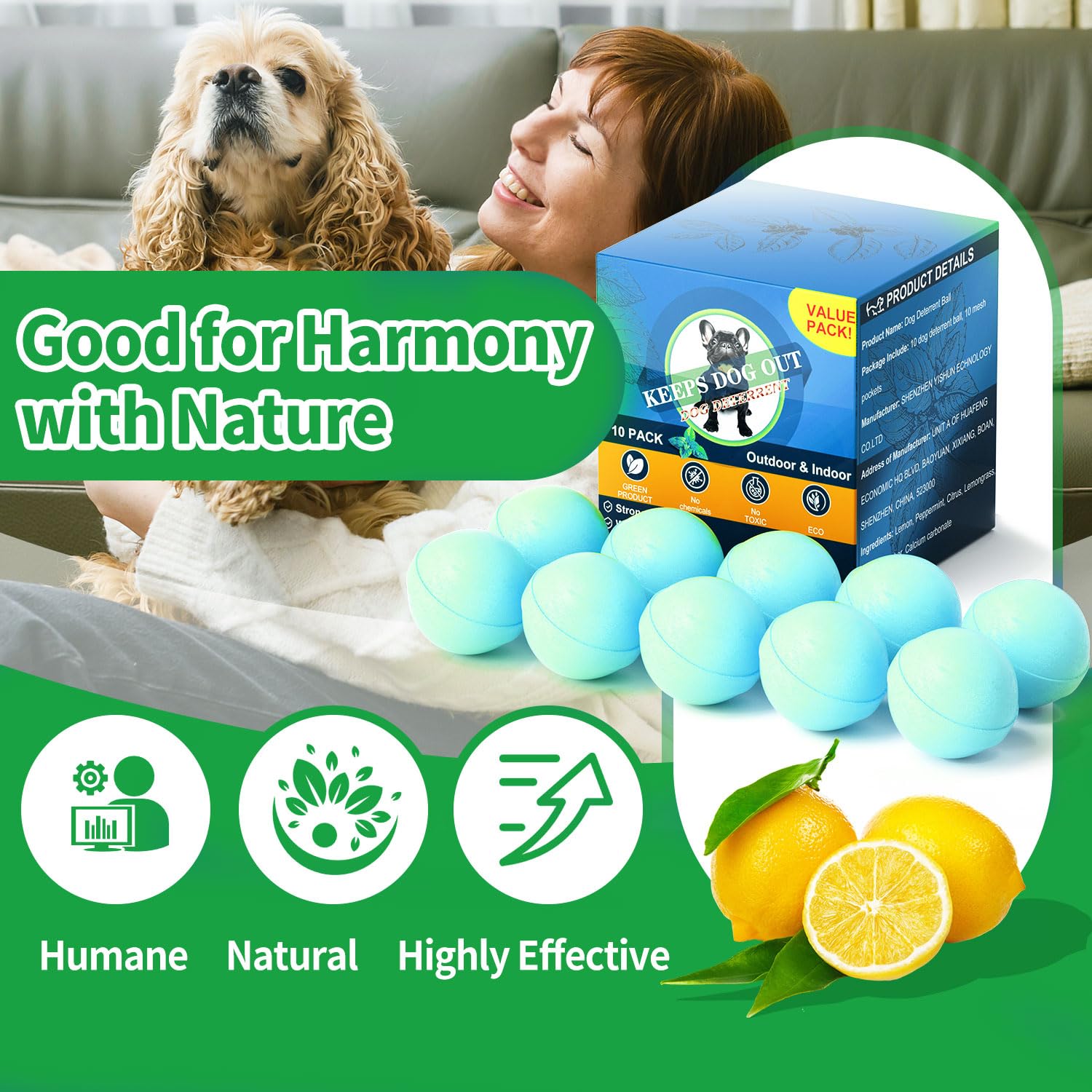 LAOFAN Dog Deterrent Outdoor, Dog Repellent for Yard, Preventing Dogs from Peeing Digging 10 Pack Natural Peppermint Oil Dog Cat Deterrent Ball Keep Out of Lawn Garden Prevent Scratch and Chew（Blue）
