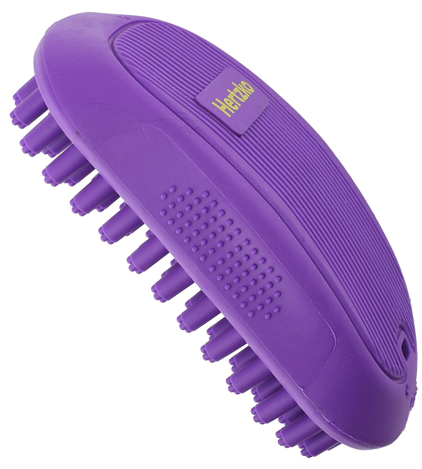 Hertzko Pet Bath & Massage Brush - Dog Bath Brush Scrubber for Shampooing and Massaging Dogs, Cats, Small Animals, Short/Long Hair - Rubber Curry Brush Dog - Removes Loose & Shed Fur (No Handle)