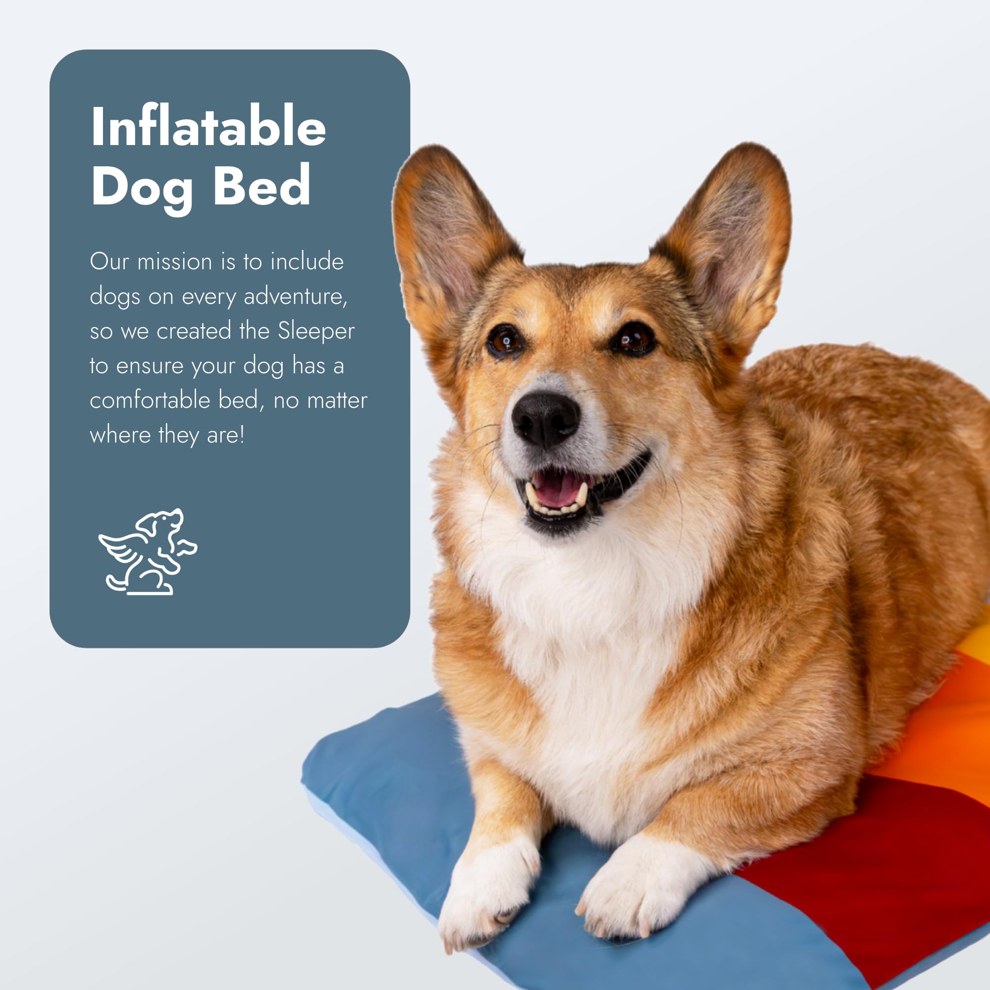 K9 Sport Sack Sleeper with Multicolor Slip Cover - Small/Medium (3” x 18” x 18”) - Inflatable Dog Bed with Carrying Case - Lightweight, Durable Design Ideal for Travel