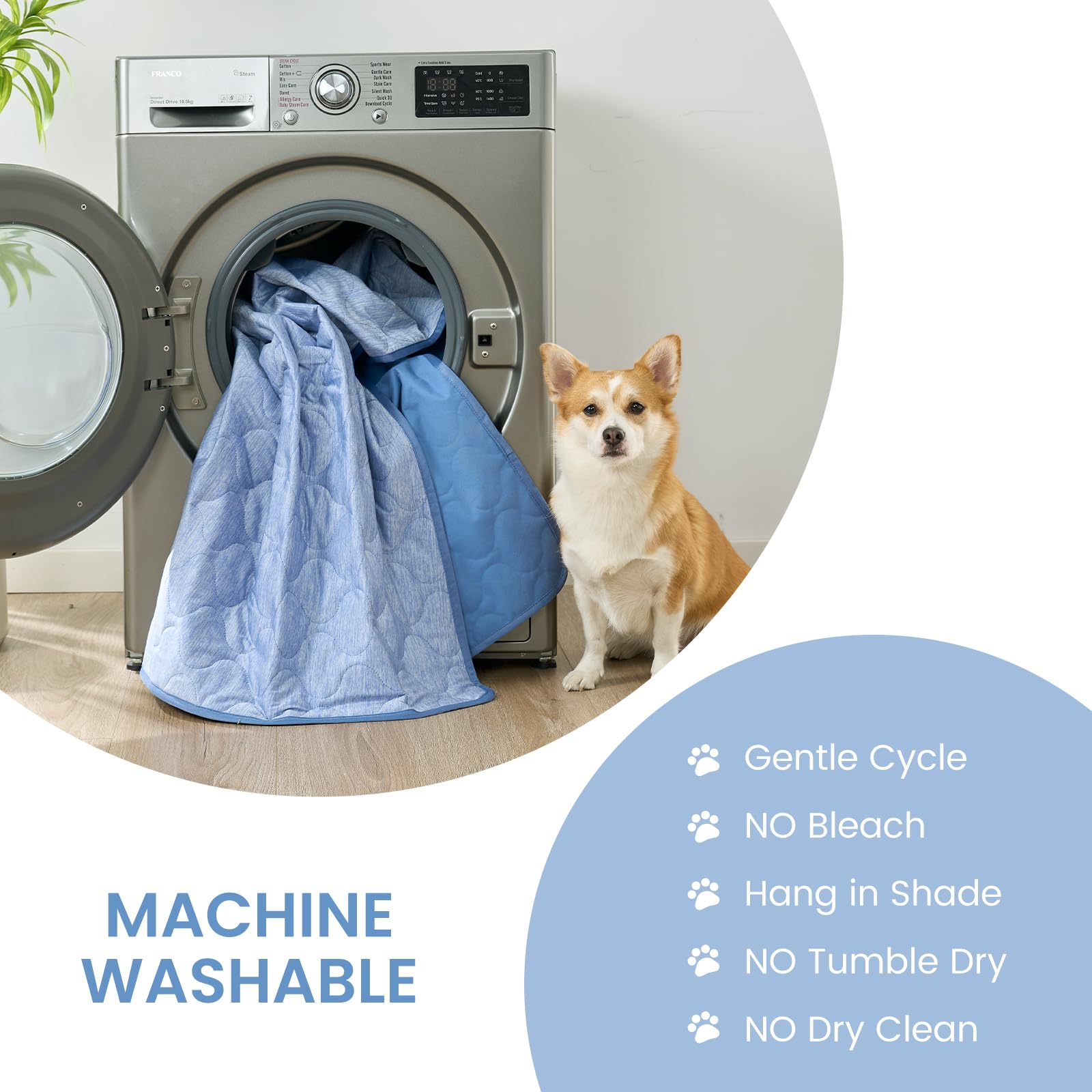 Cozy Bliss Deluxe Leakproof Cooling Blanket for Medium Dogs Q-Max 0.46, Soft & Durable Washable Pet Cooling Mat for Hot Weather, Livingroom, Pet Throw & Couch Protector for Cats, Haze Blue, 30"x40"