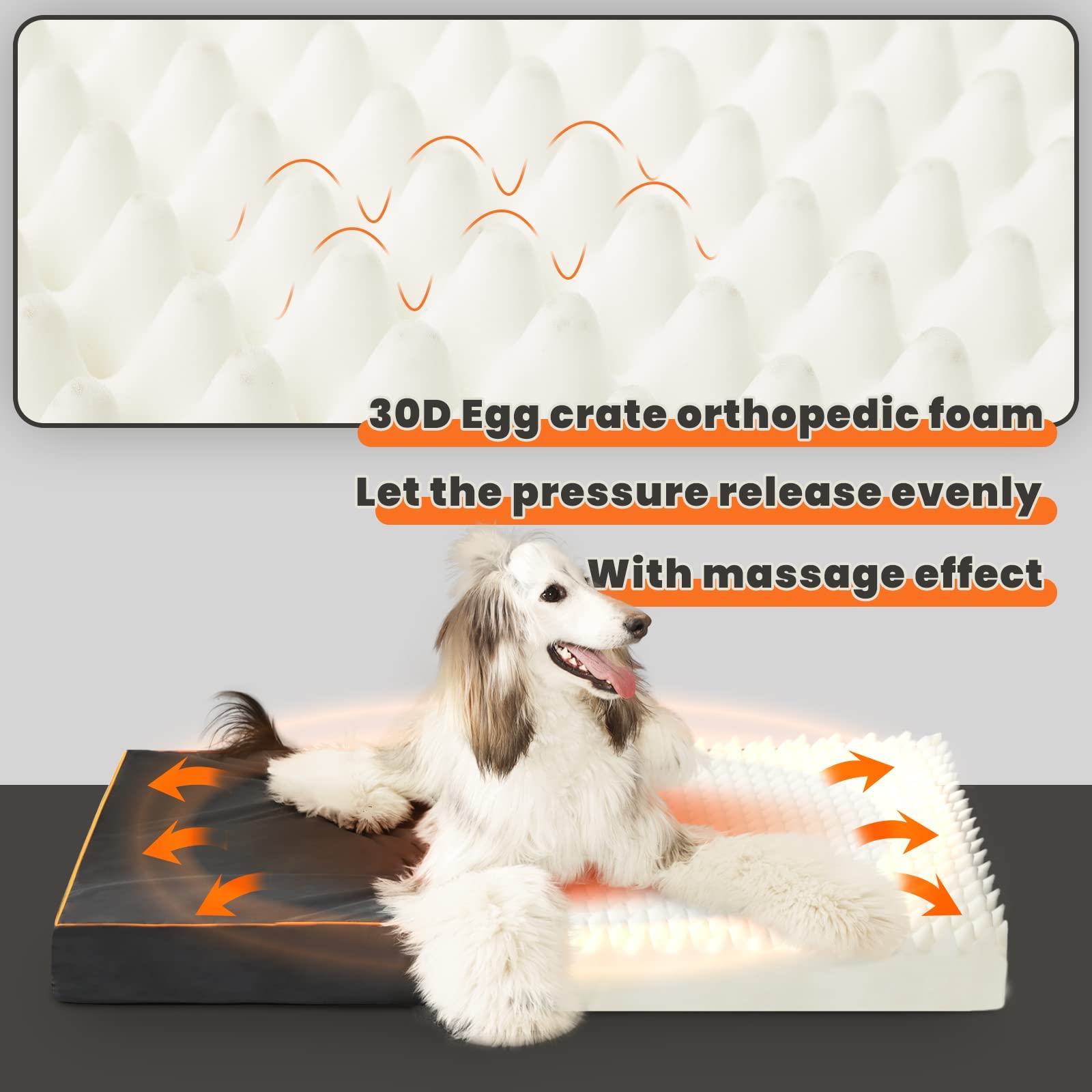 Laifug Outdoor Waterproof Dog Bed for Small, Medium and Large Dogs - Dog Bed Washable, Jacket Fabric, Egg Orthopedic Foam Pet Dog Bed with Removable Durable Cover and Non-Slip Bottom