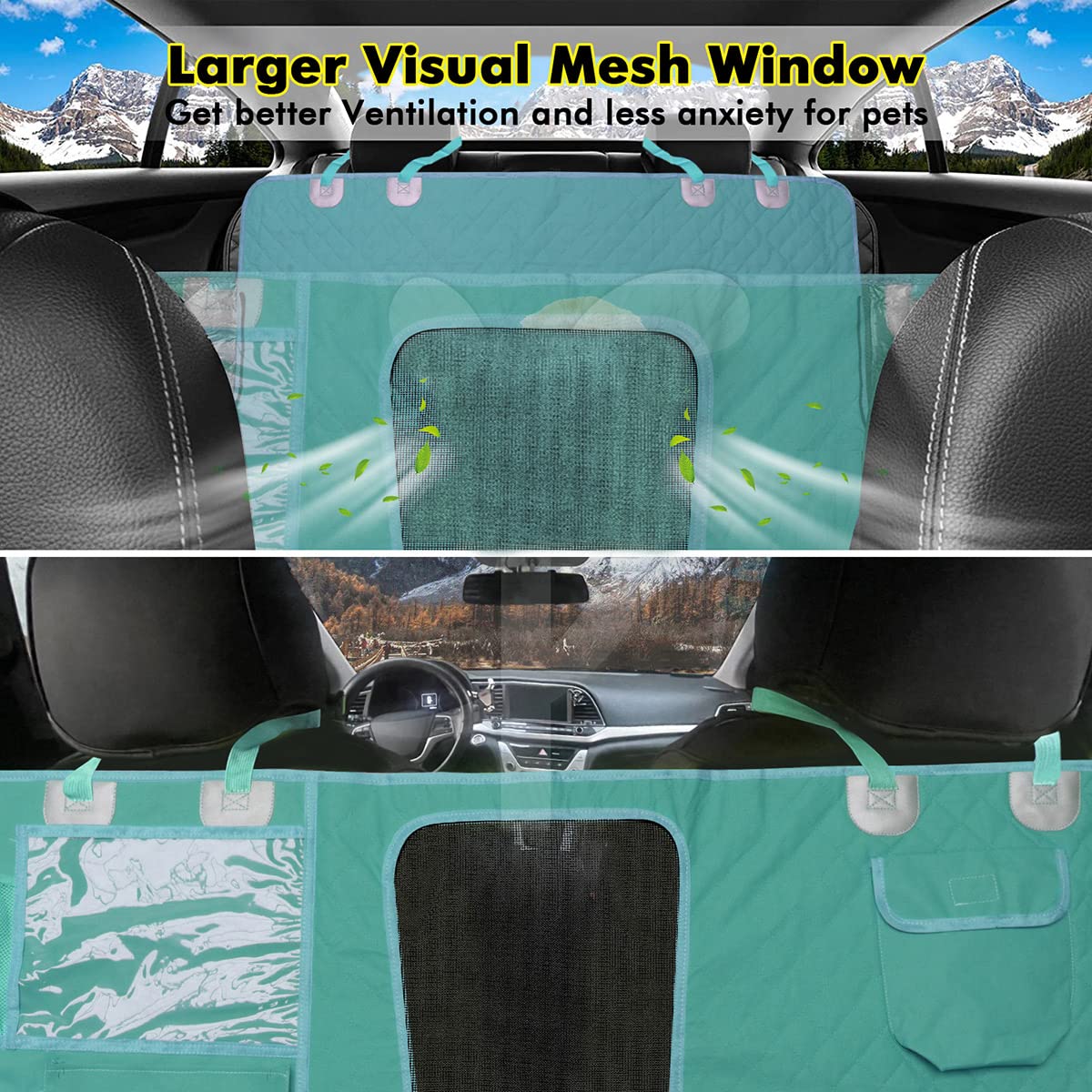 GURETER Dog Car Seat Cover for Back Seat, Teal Waterproof Anti-Scratches Pet Car Backseat Protector, Trunk Cover Cargo Liner, Pet Car Booster Seat, Suitable for Most Vehicles CWLSGU5, Teal Blue