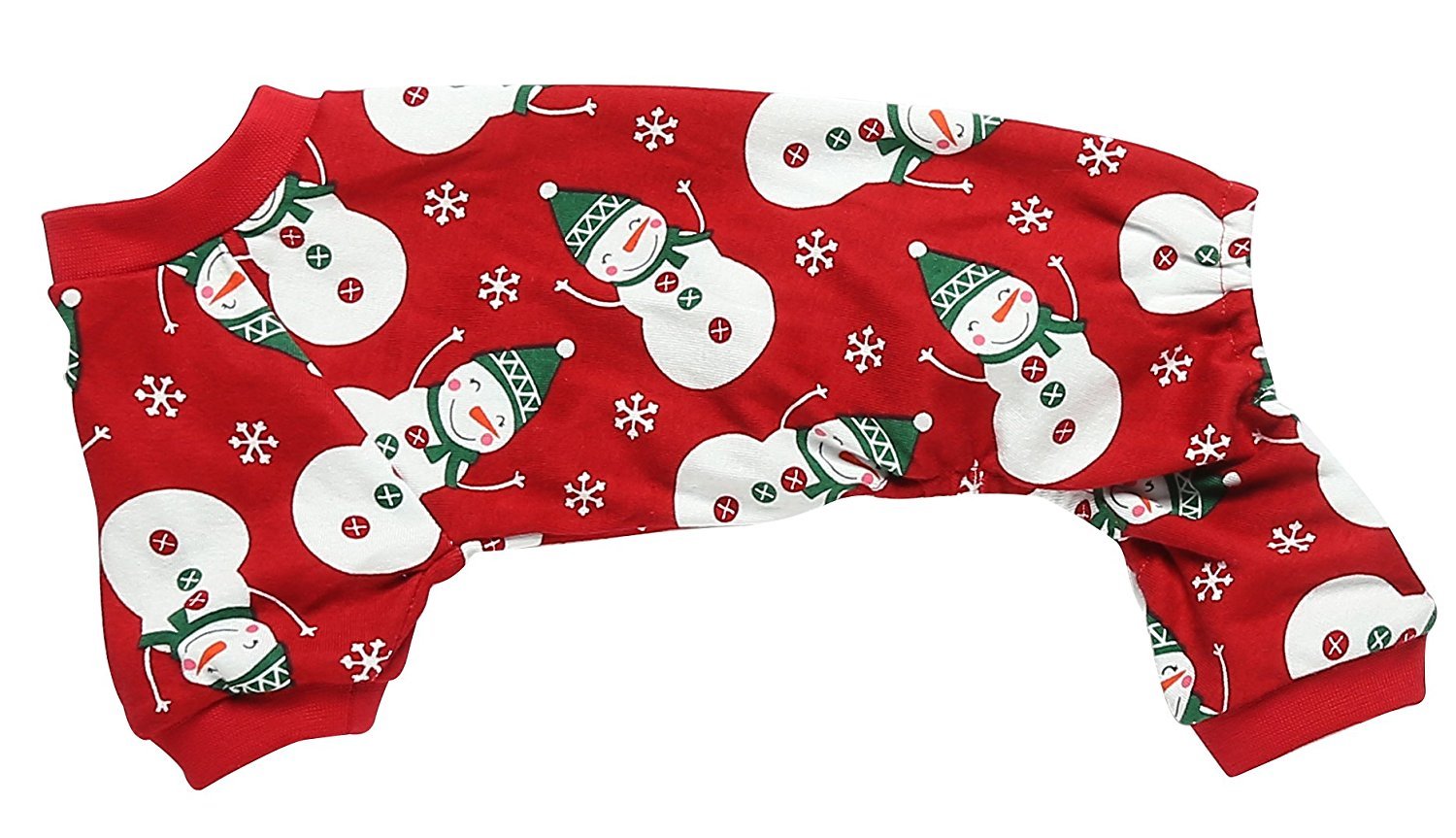Lanyarco Cute Snowman Dog Pajama Reindeer Small Pet Clothes Christmas Dog Pajamas Shirts, Red Back Length 12" Small