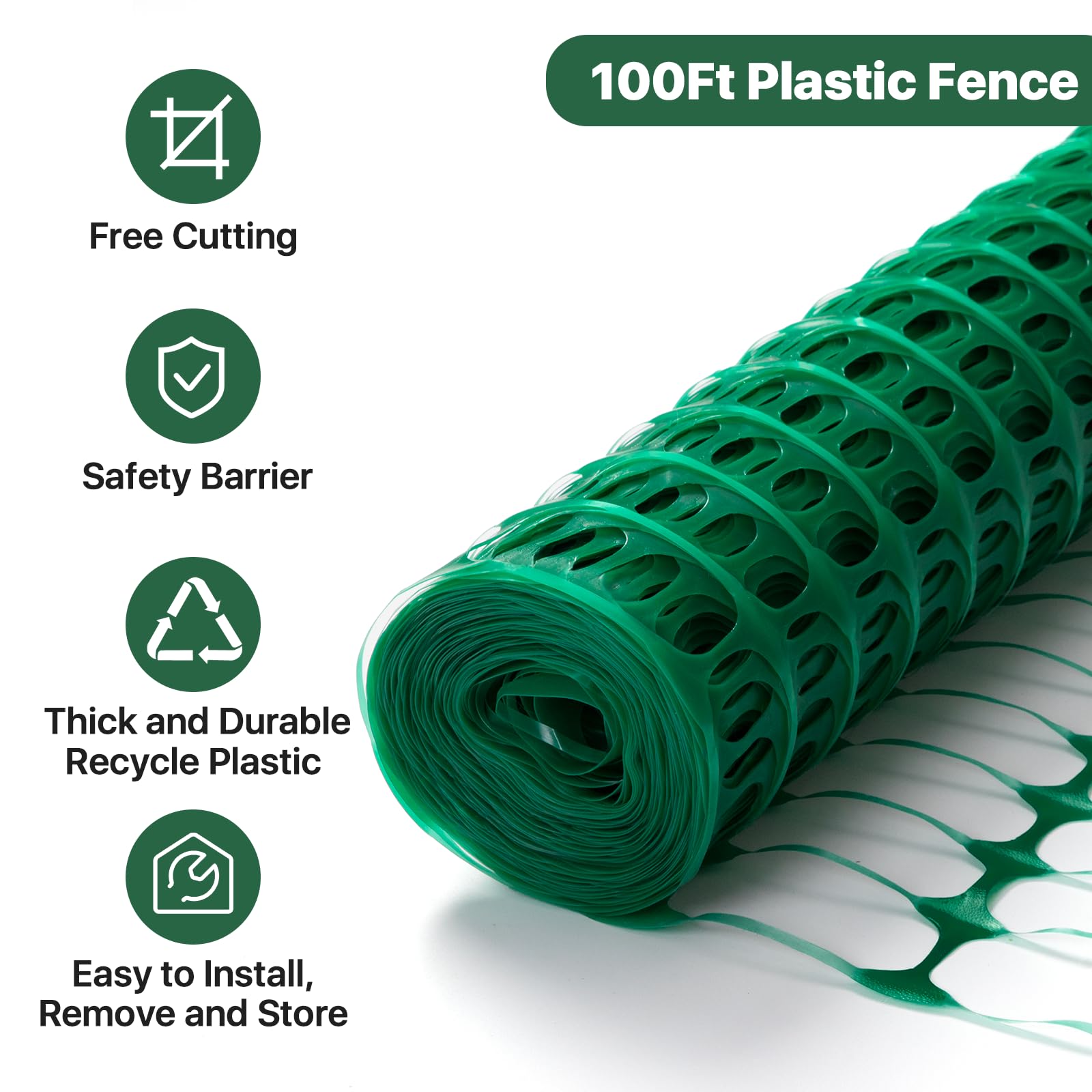 Temporary Fence Plastic Fence with Posts, Safety Barrier for Dogs Snow Mesh Fencing with Steel Stake Movable Portable Fencing Fence Roll 40In High 100Ft Long for Garden Backyard Outdoor
