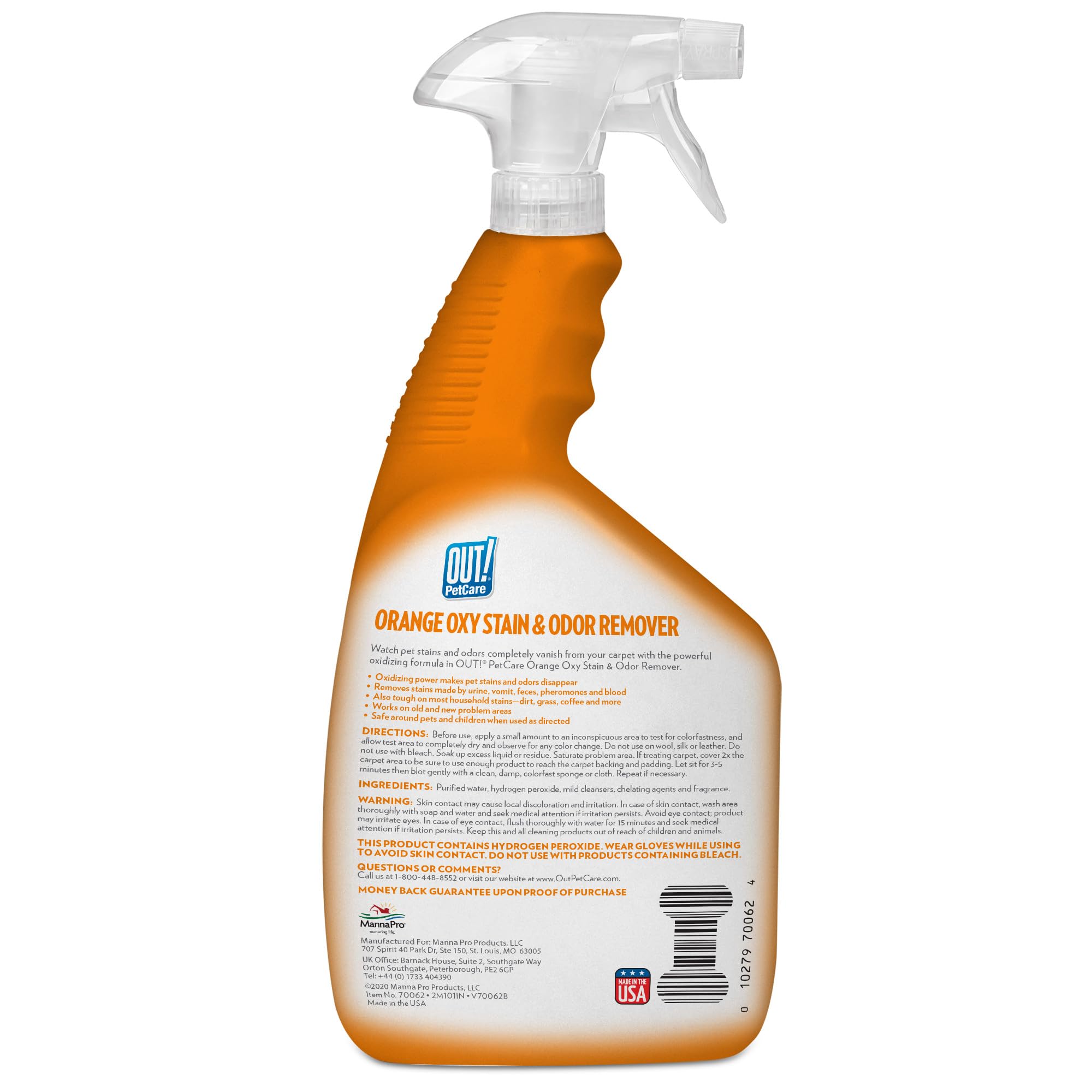 OUT! PetCare Complete Oxy Stain Remover, Oxy Orange Spray, Pet Stain and Odor Eliminator, Carpet Cleaner, Dog Urine Remover and Pet Odor Neutralizer, Upholstery Cleaner, 32 fl oz