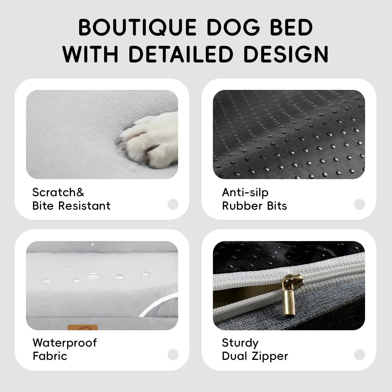 Homemate Dog Bed Large Sized Dog: 42x30 inch Orthopedic Large Dogs Bed XL Outdoor Pet Cat Bed Sofa Supplies with Toy Dogs Crate Pad Couch with Removable Washable Cover & Non-Slip Botton Light Grey