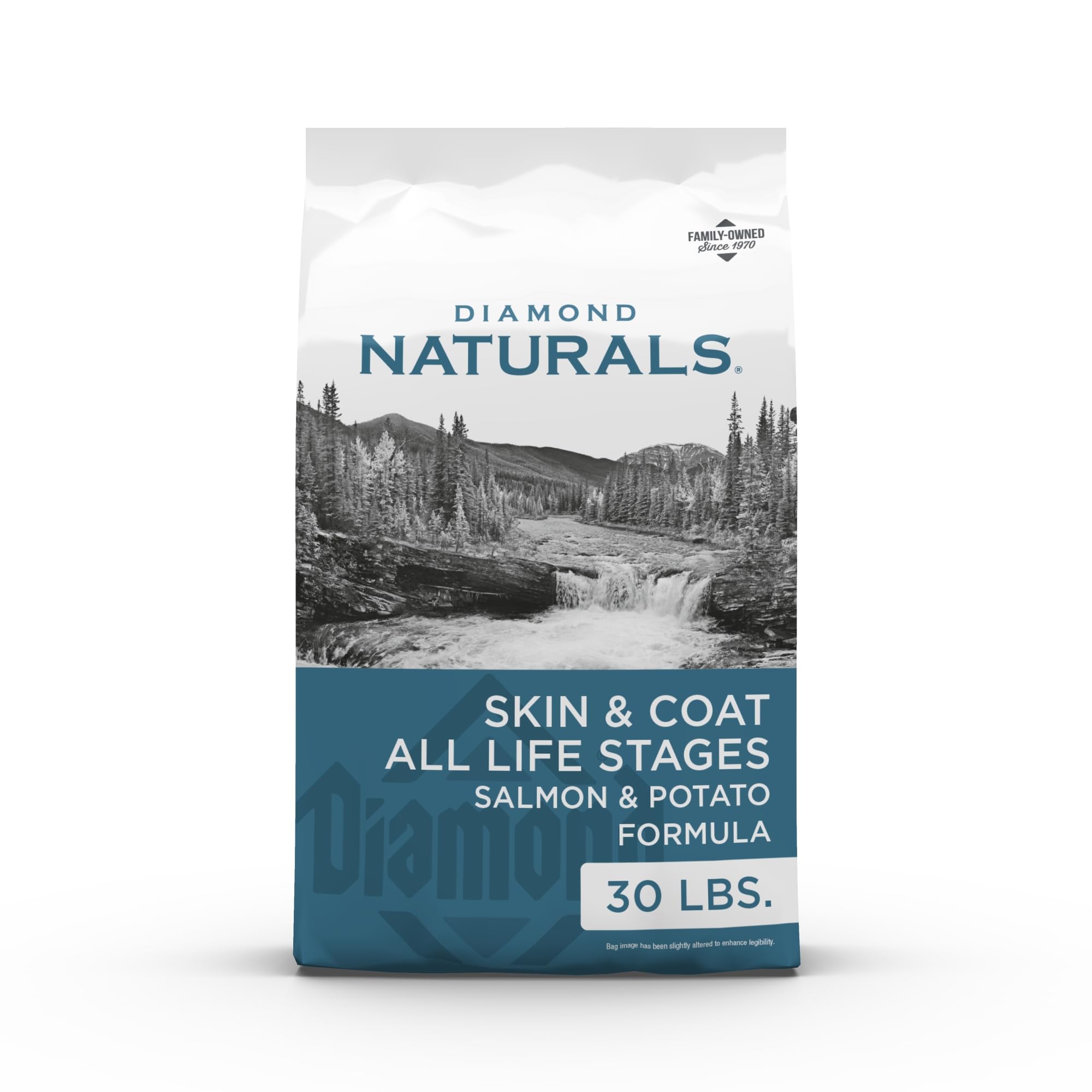 Diamond Naturals Skin & Coat Real Salmon and Potato Recipe Dry Dog Food with Quality Protein, Omega Fatty Acids, Probiotics and Essential Nutrients to Promote Healthy Skin and Coat 30lb