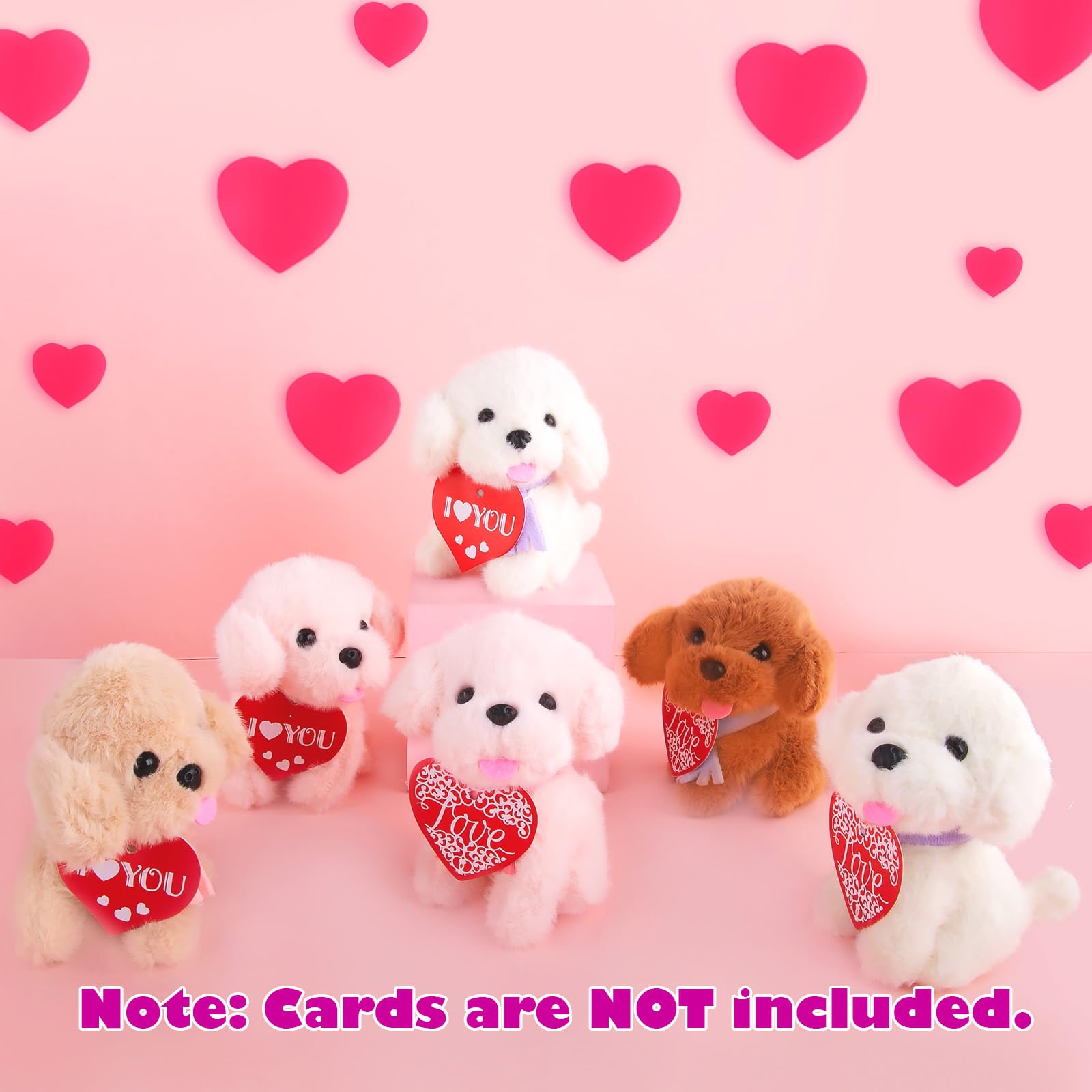 Niceup 12PCS Scarf Dog Stuffed Animals 4.5in Small Sitting Puppy Plush Pet Adoption Party Favors White Pink Khaki Brown Pup Toys for Kids Adult Gift Halloween Costume Christmas Stock Stuffers