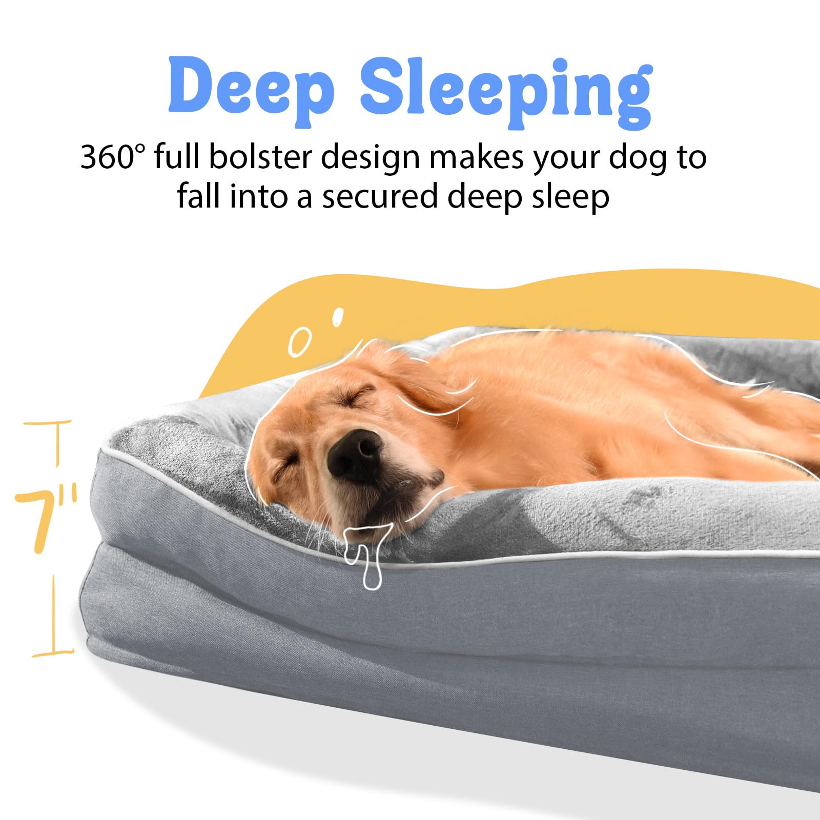 Orthopedic Removable Large Dog Bed -XL Large Dog Bed with Washable Cover and Removable Bolsters Non-Slip Bottom & Waterproof Pet Bed Sofa