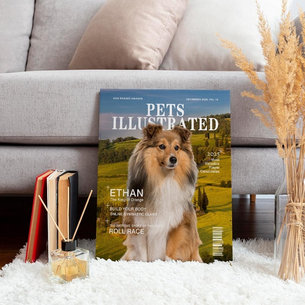 Vomokim Personalized Dog Photo to Canvas Prints Custom Dog Magazine Cover Wall Art Framed Don't Make Me Jealous Home Decor Canvas Print Poster Living Room Bathroom Decor