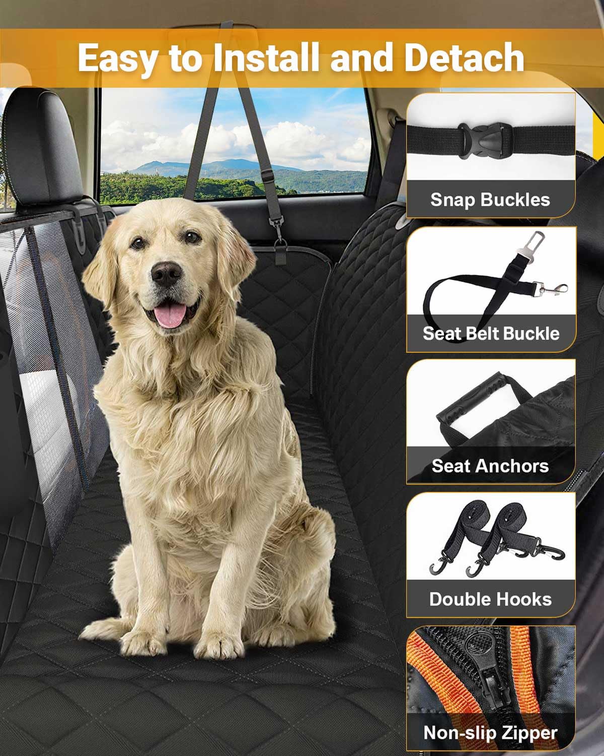 Victoper Dog Car Seat Cover, Heavy Durable Dog Seat Cover for Back Seat, 100% Waterproof Scratch Proof Nonslip Dog Hammock for Car with Side Flap, Pet Back Seat Covers Large 60" W x 64" L