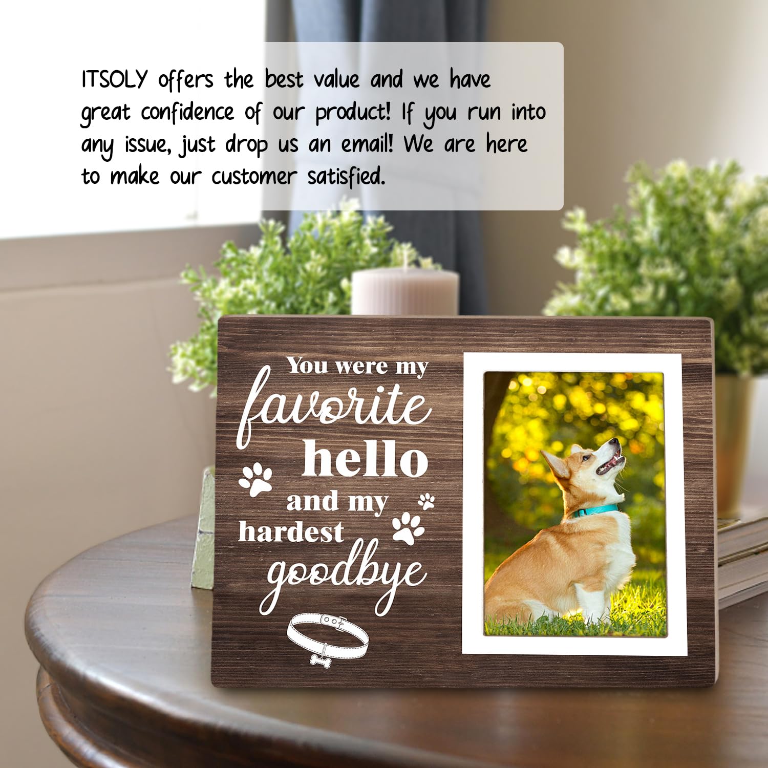 Itsoly Dog Memorial Picture Frame – You Were My Favorite Hello and My Hardest Goodbye-Dog Sympathy Gift, Wooden Photo Frame Keepsake for Pet Loss,4 x 6In Photo12P041