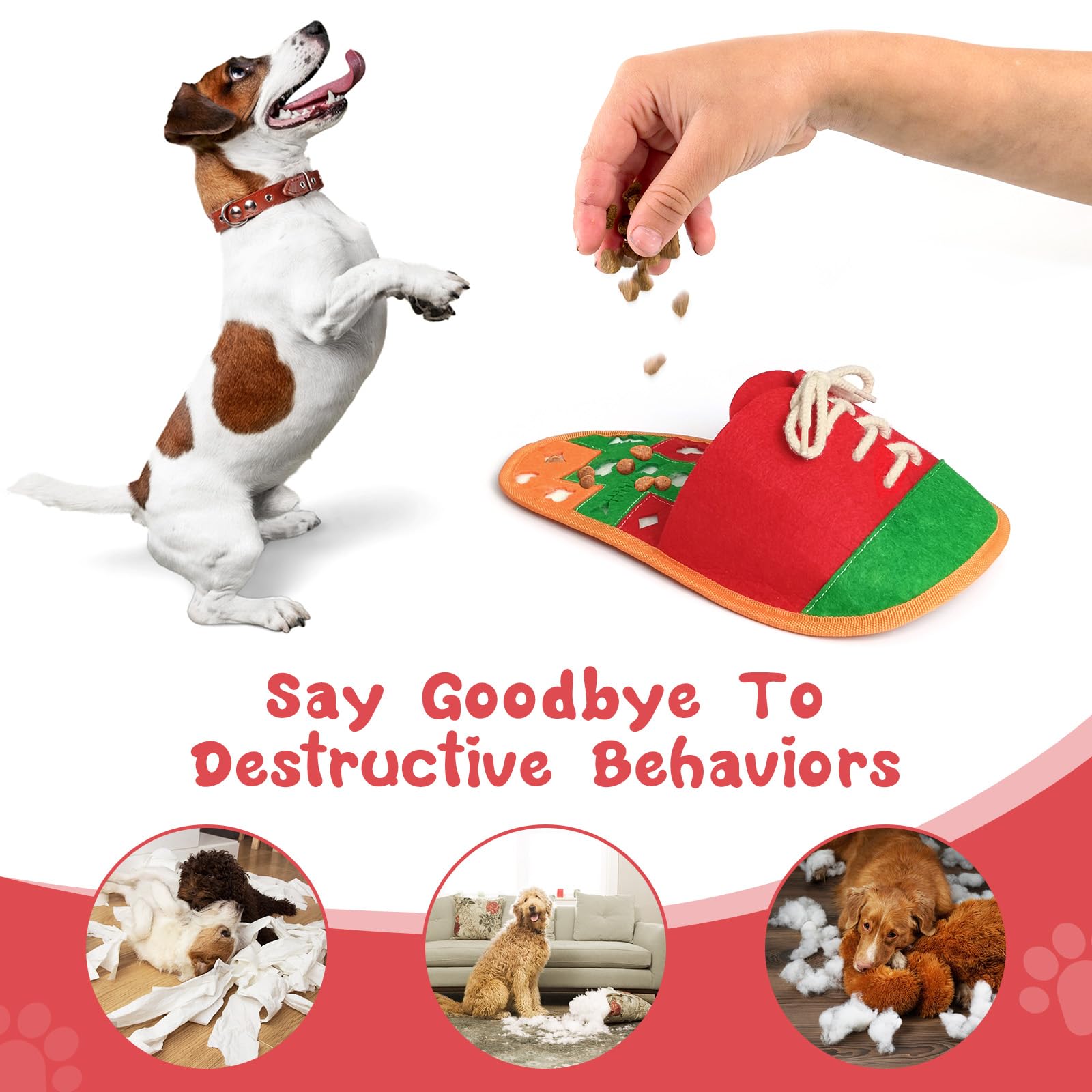 Meseto Snuffle Mat for Dogs, Cute Shoes Shape, Interactive Sniff Mat for Slow Eating and Keep Busy, Adjustable Dog Digging Toys Encourages Natural Foraging Skills, Suitable for Small and Medium Dogs