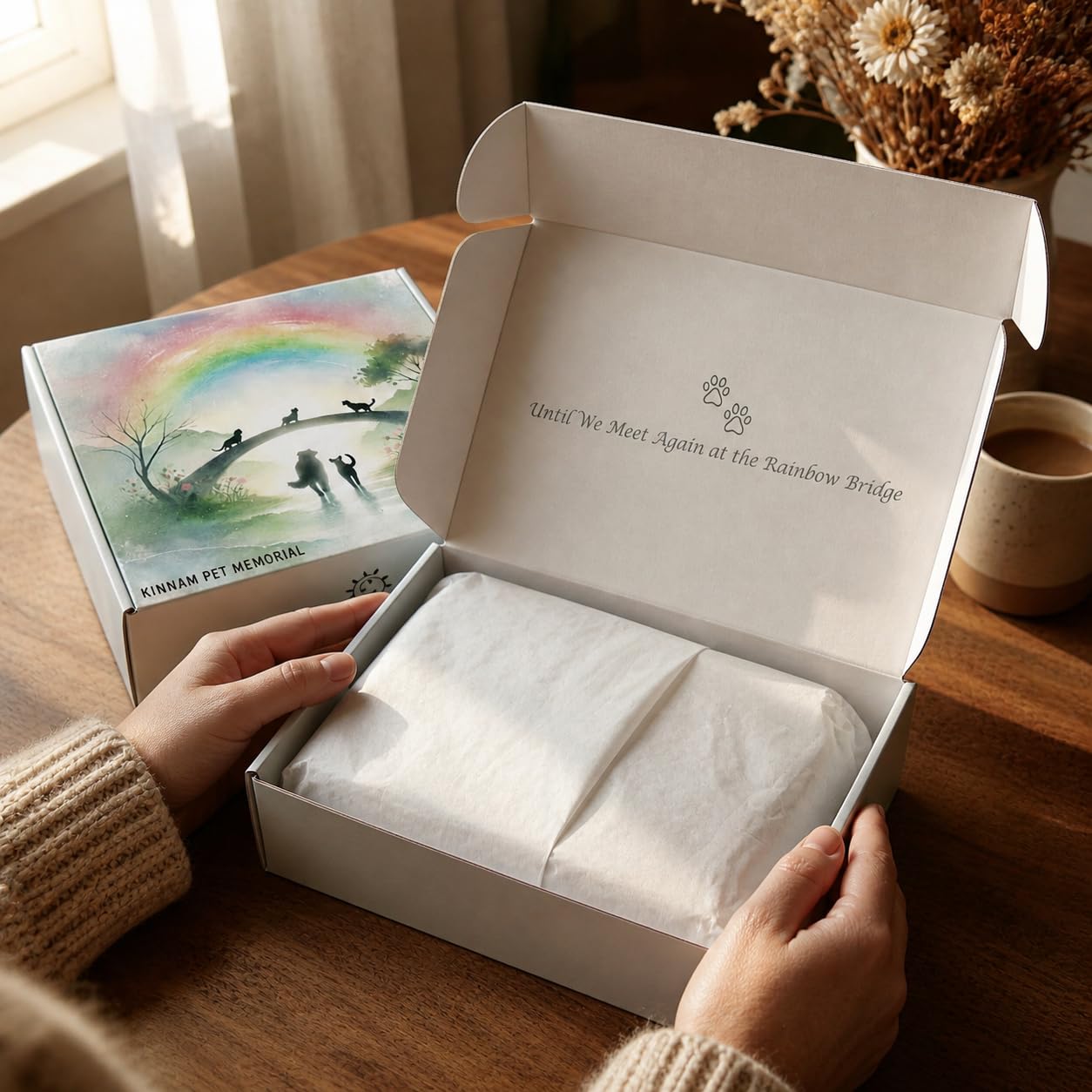 Dog Memorial Gifts for Loss of Dog | Premium Rainbow Bridge Pet Memorial Picture Frame for 4x6 Photo, LED Candle, Sympathy Card, Gift Box | Sympathy Gift for Pet Loss, Keepsake in Memory of Pet