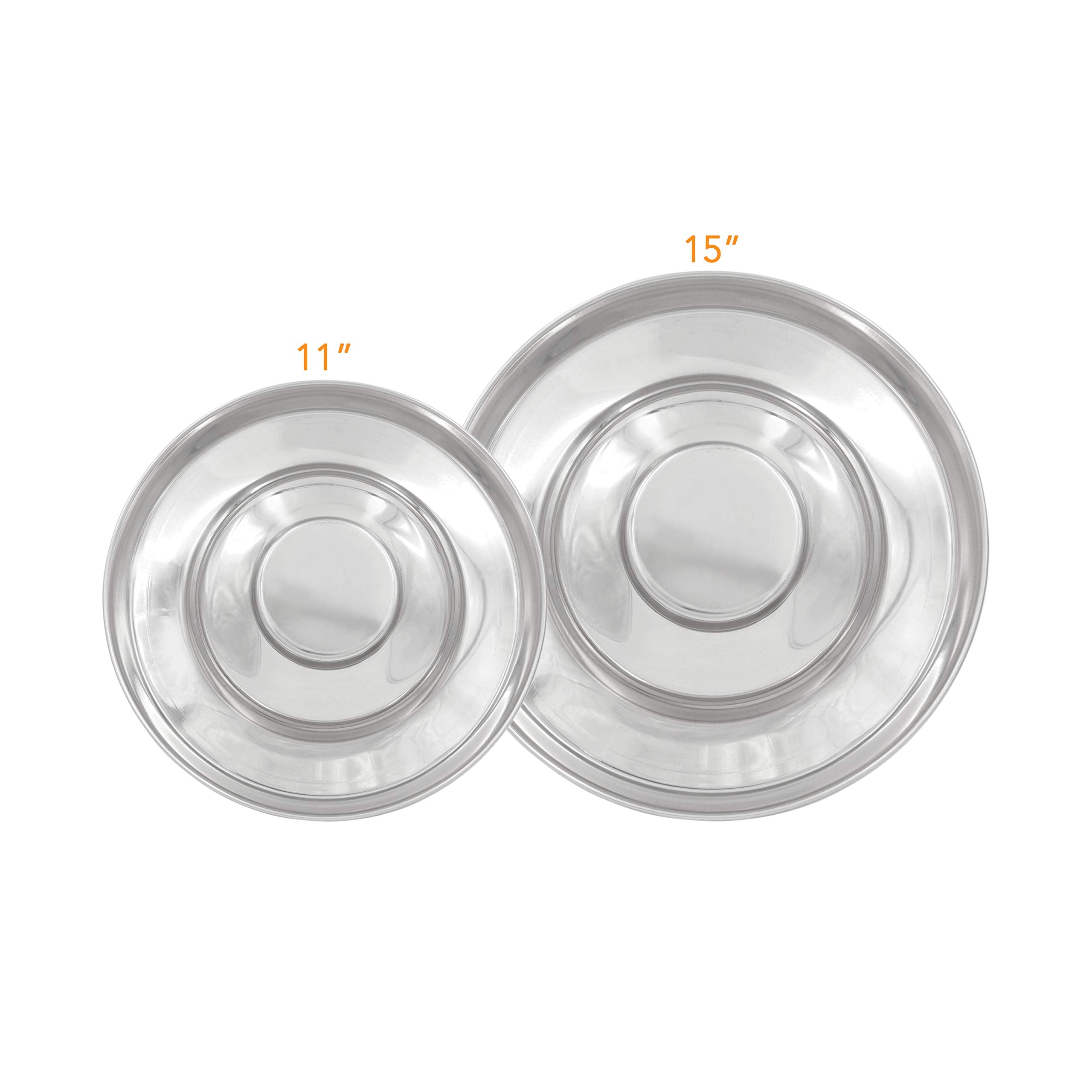 Fuzzy Puppy Feeding Bowls for Litters of Puppies: Welping Dishes for Weaning Puppies & Kittens, Wide Non-Tip Base Puppy Feeder, Also a Great Adult Dog Bowl Slow Feeder | Stainless Steel, 11" (PS-11)