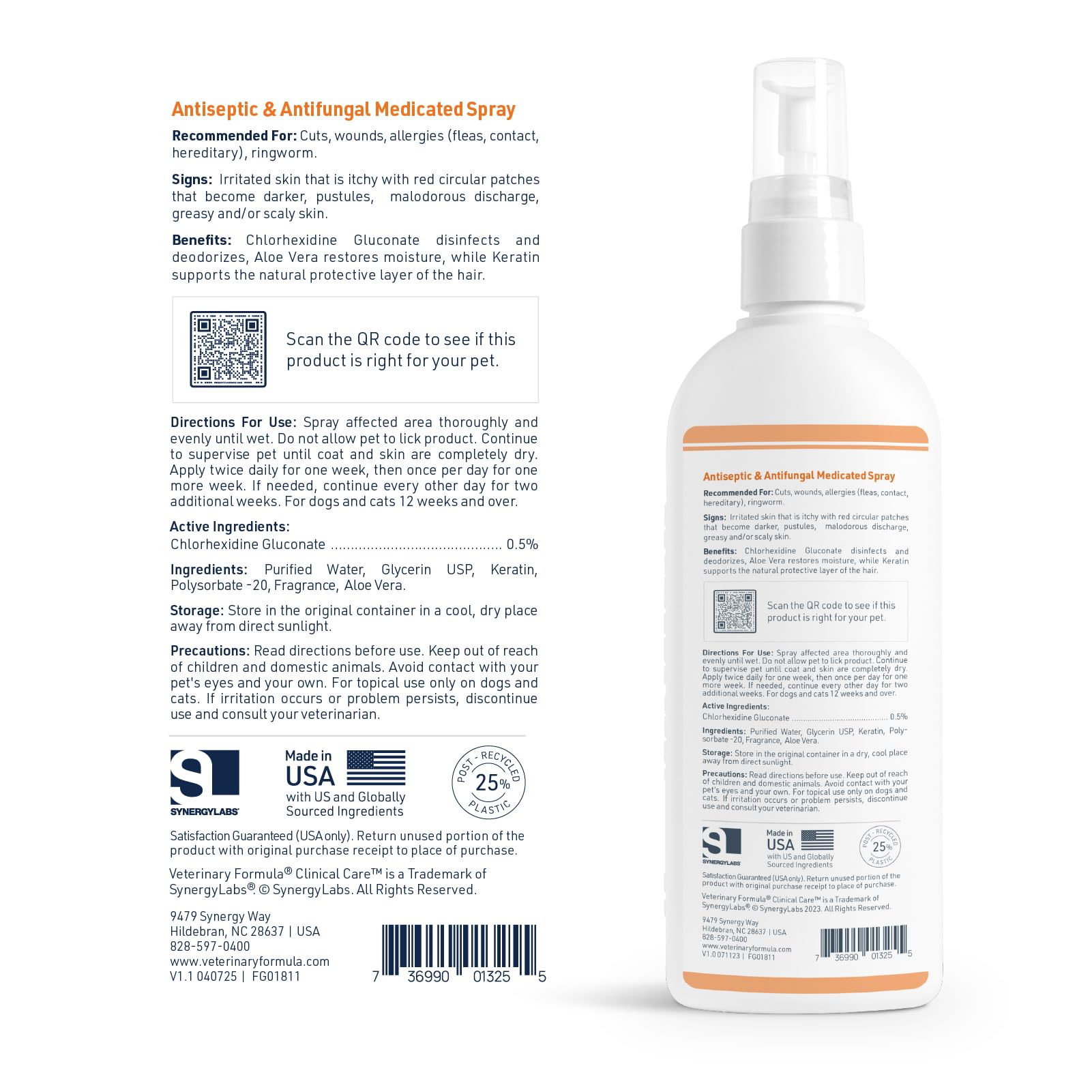 Veterinary Formula Clinical Care Antiseptic and Antifungal Medicated Spray for Dogs & Cats, 8 Fl Oz (1 Pack)