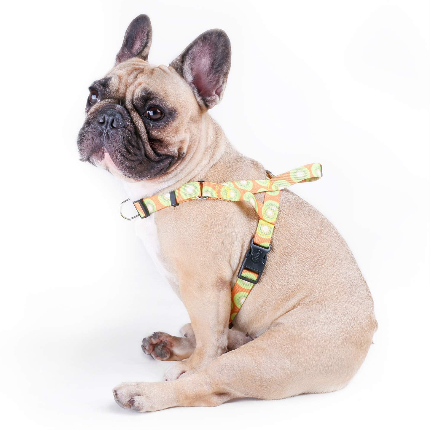 iChoue French Bulldog Harness Adjustable Padded Locked Buckle with Handle for Frenchie Pug English Boston Terrier Dogs, Coffee Bean, Medium