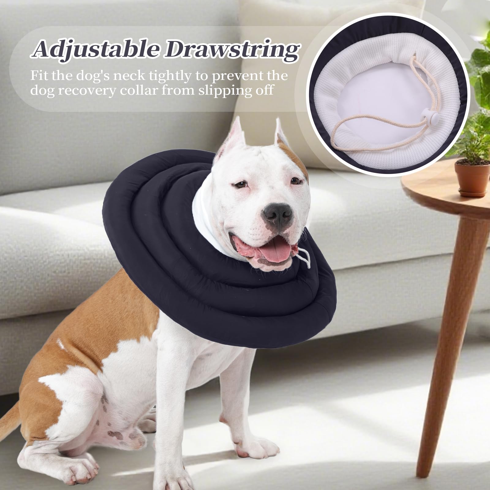 IDOMIK Dog Recovery Collar, Waterproof Soft Dog Cone After Surgery, Comfy Protective Elizabethan Collar Alternative for Dogs Cats, Adjustable Pet Neck Donut Cone Anti-Licking Biting Wounds,Grey,L