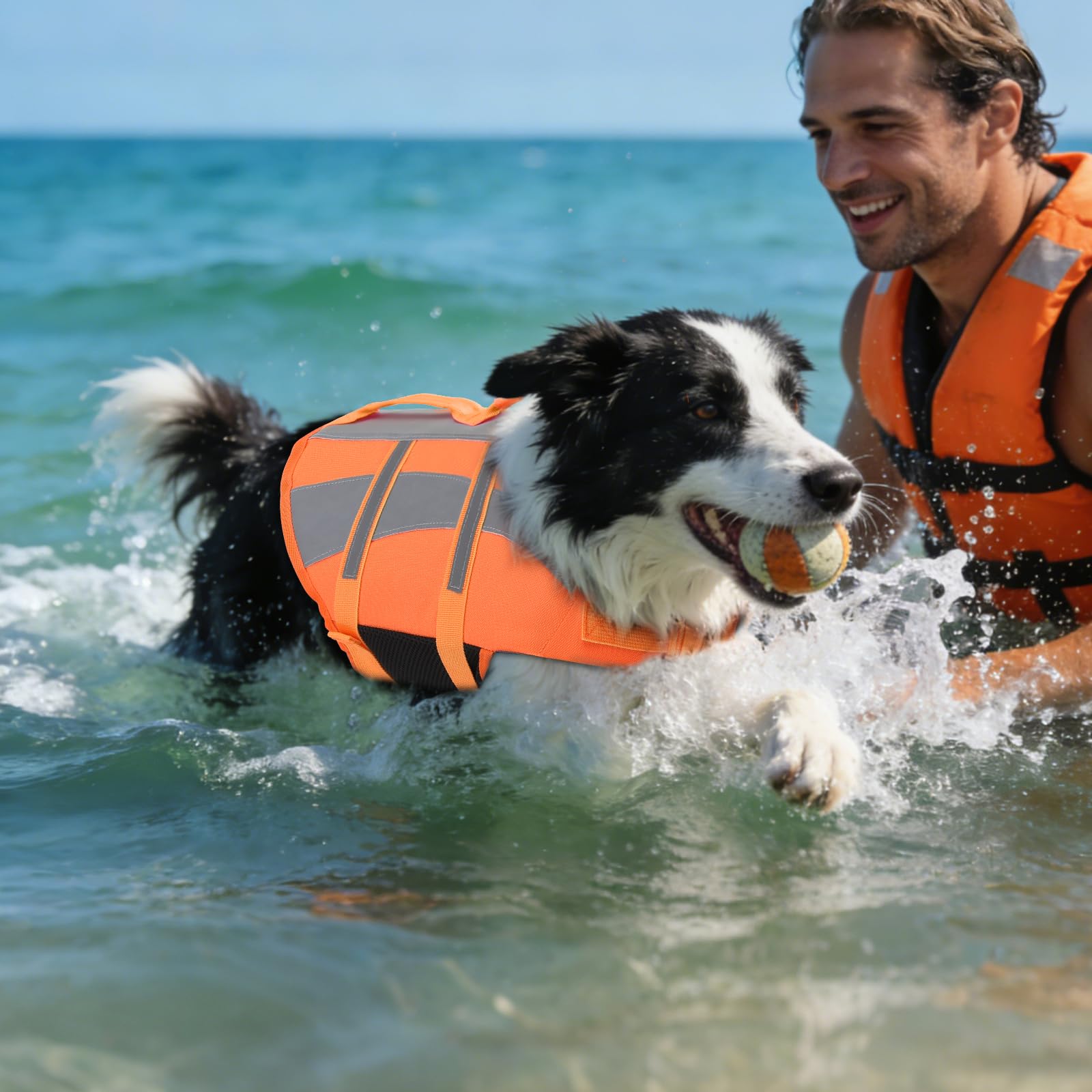 EMUST Life Vests for Dogs, Lightweight Small/Medium/Large Dog Life Preserver, XL Dog Life Jacket for Swimming/Boat/Water, Life Jacket for Large Dogs, NewOrange, XL