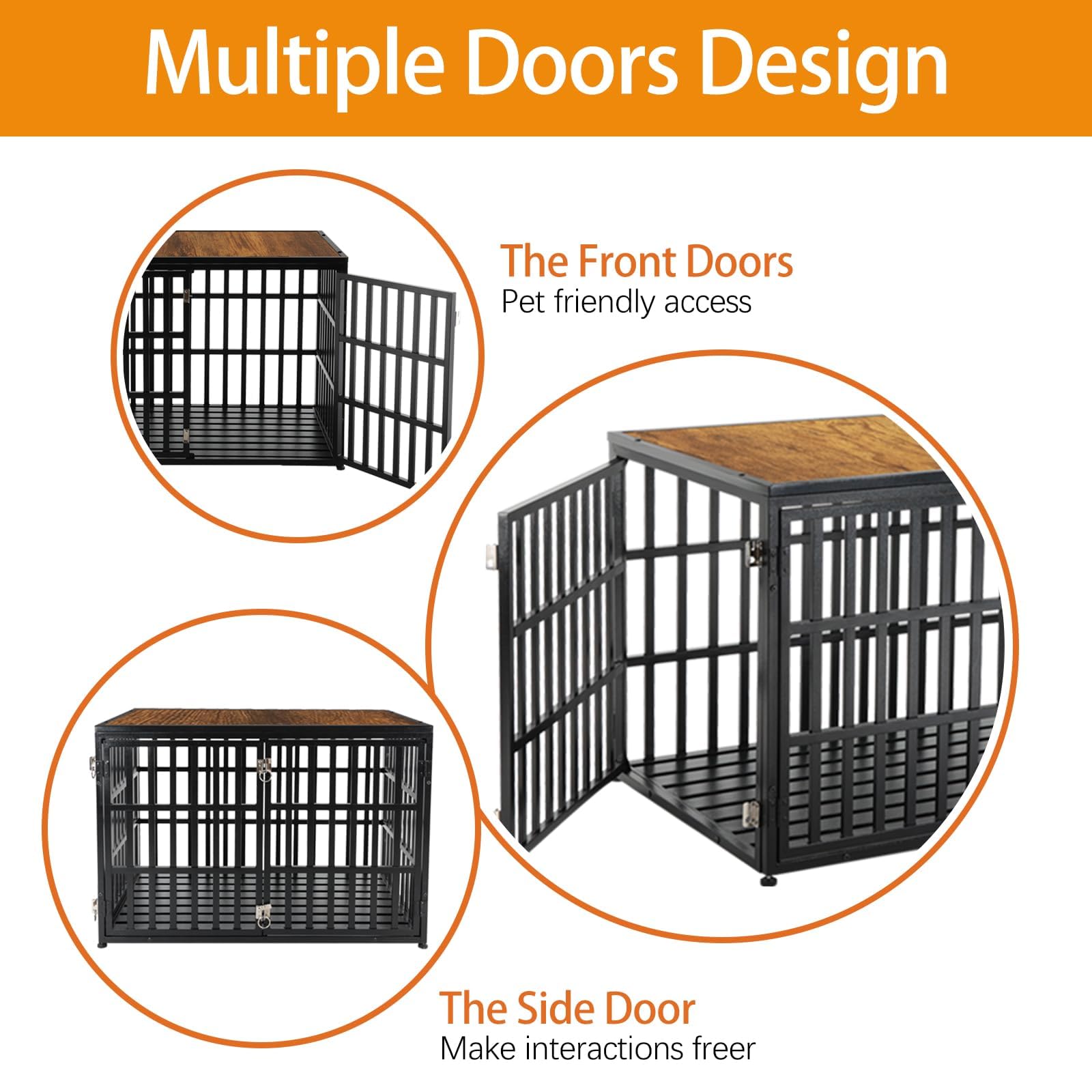 LUCKUP Heavy Duty Dog Crate Furniture for Medium and Large Dogs, Dog Kennel Indoor Dog Cage end Table, Wooden Metal Pet House with Adjustable Feet, 40 Inch, Black