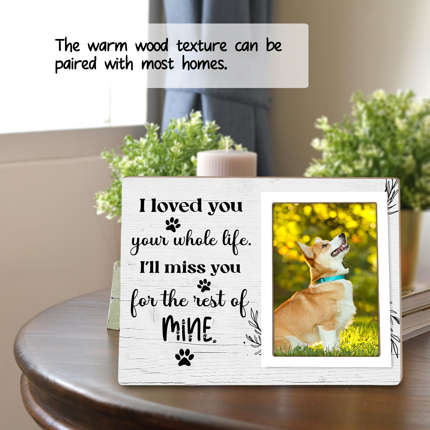 Itsoly Dog Memorial Picture Frame - Pet Loss Gift - I Love You Your Whole Life I Will Miss You for the Rest of Mine - Wooden Photo Frame, 4x6 Inch Photo12P70