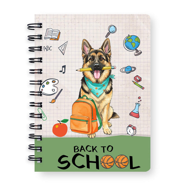 Ninety3POD Hardworking German Shepherd Ready Back to School New Year Classes Spiral Bound Journal Alsatian Dog Lover Gifts 5x7in Spiral Notebook 12011