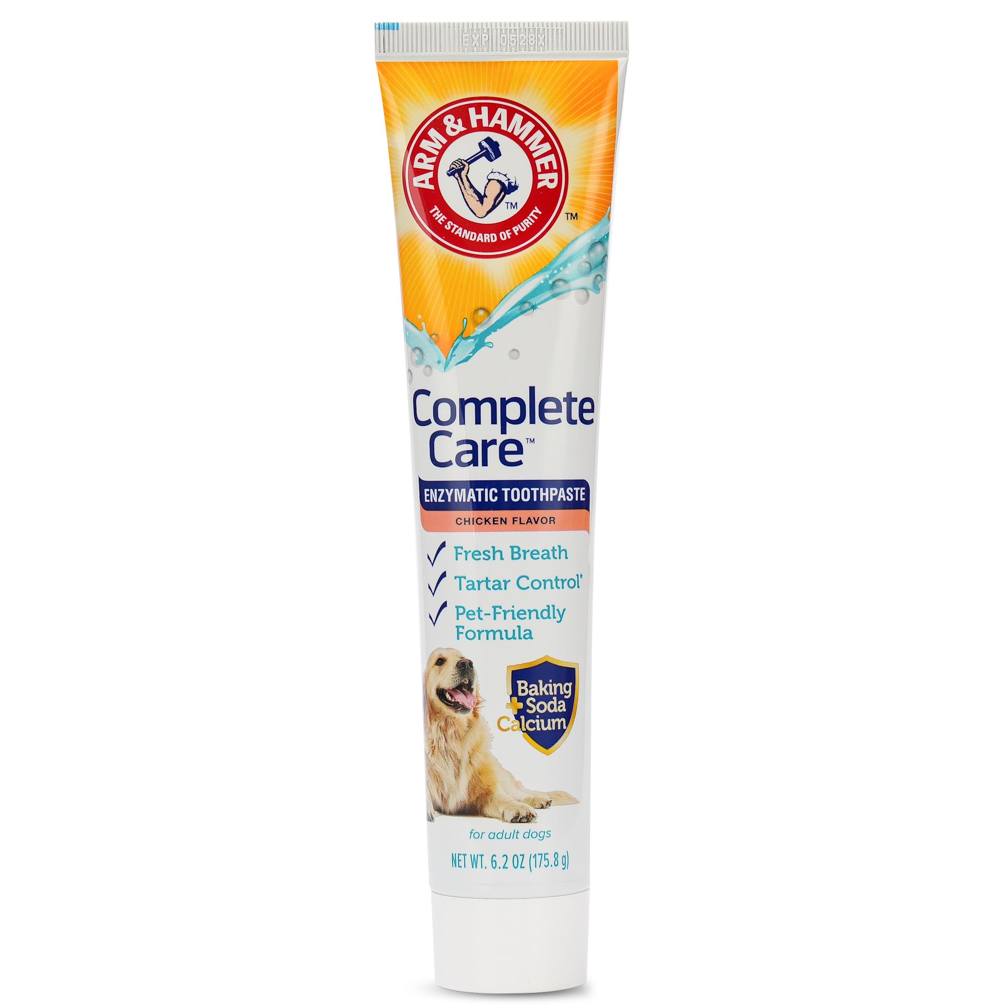 Arm & Hammer Complete Care Enzymatic Dog Toothpaste with Baking Soda and Calcium, Fluoride-Free Chicken Flavor for Plaque, Tartar, and Fresh Breath, 6.2 Oz Value Size