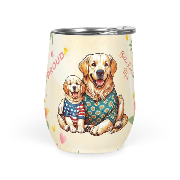 Ninety3POD Happy Mother's Day Proud Golden Retriever Mom 12oz Stainless Steel Tumbler Insulated Cup with Lid Goldens Dog Lover Gifts Idea - 003