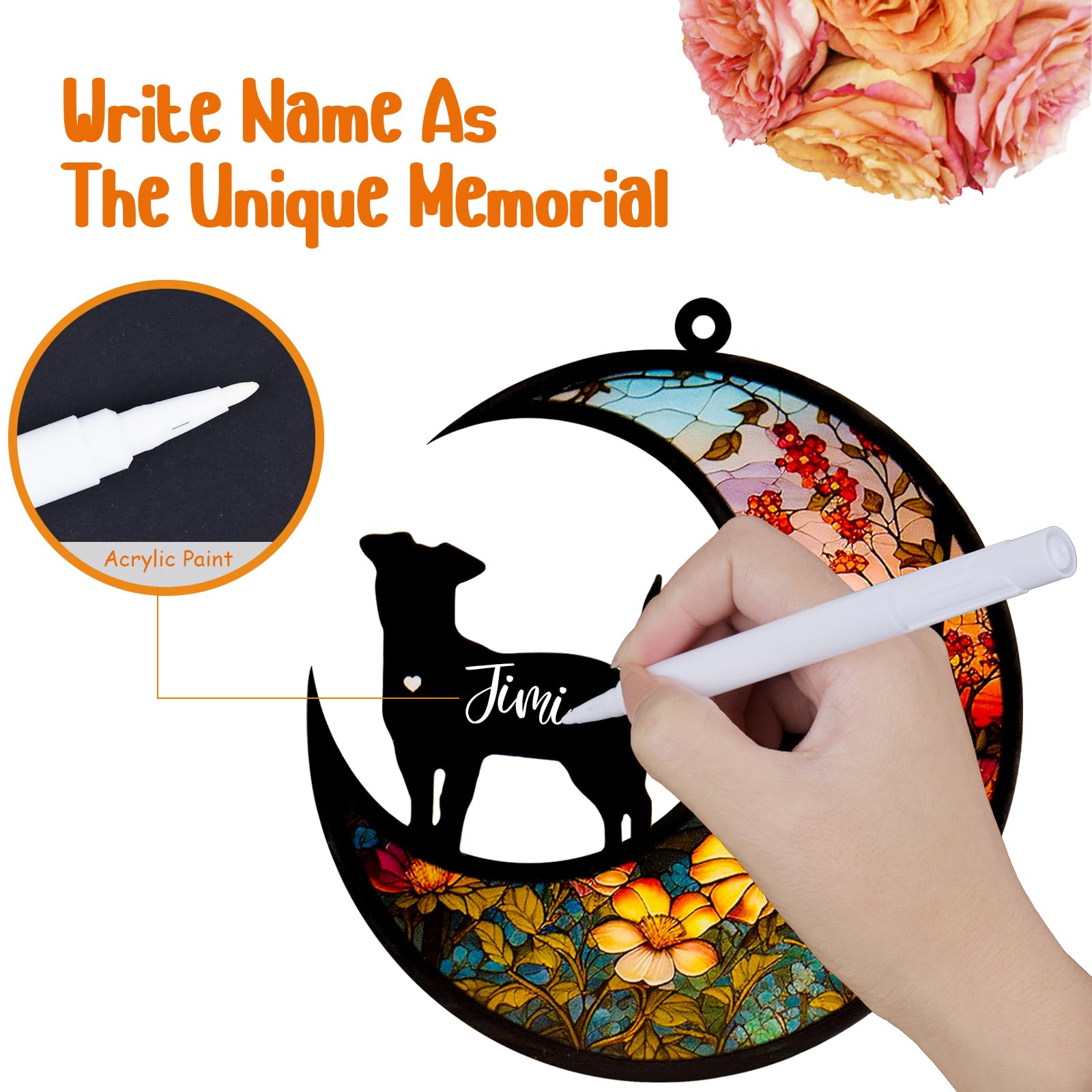 DeerZone Dog Memorial Suncatcher,Pet Sympathy Gifts,Dog Memorial Gifts for Loss of Dog,Personalized Dog Pass Away Gifts with Name Date for Pet Lovers